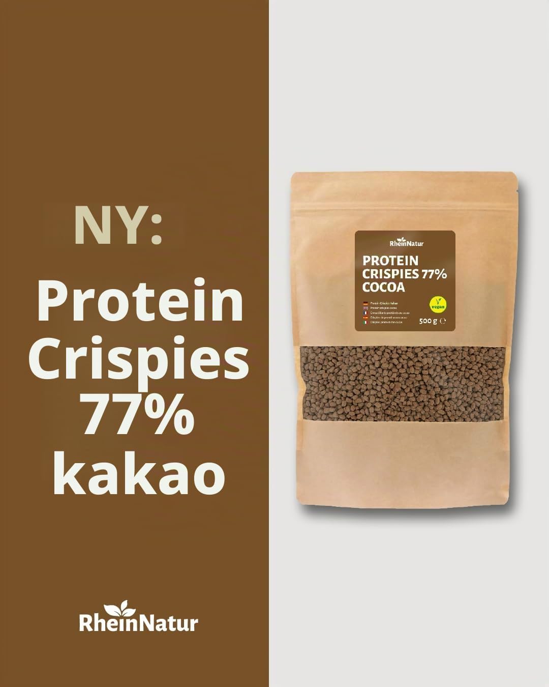 Thumbnail 3 de RheinNatur Sojaprotein Crispies Kakao, 77 % protein, veganska, 500 g