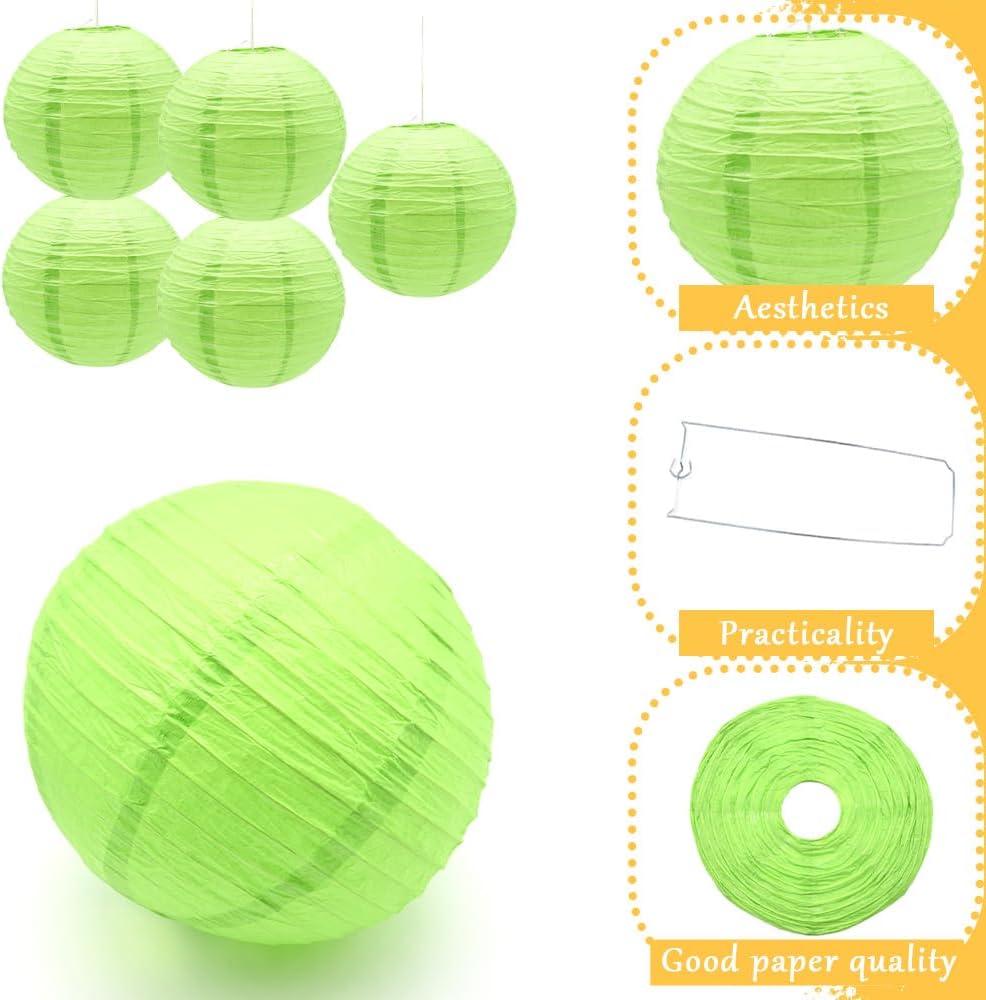Thumbnail 2 de Ruidee 6-pack Green 12in Round Hanging Paper Lanterns for Birthday, Wedding & Parties