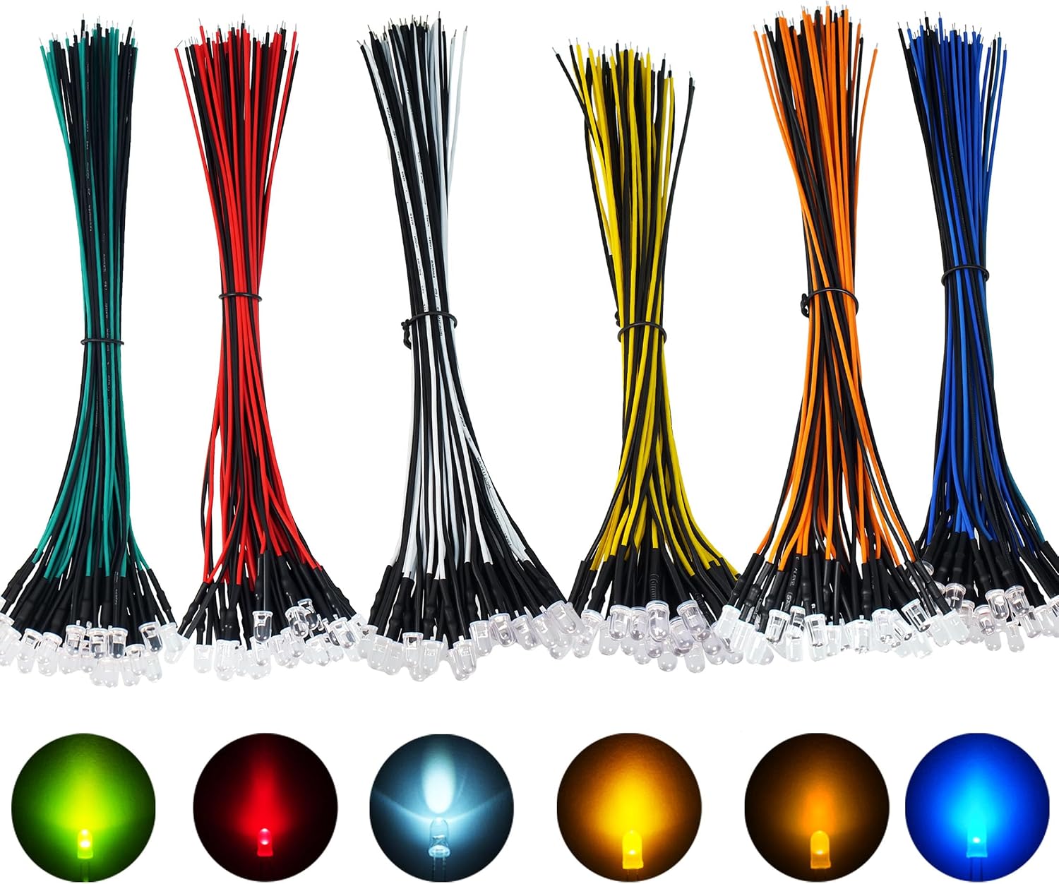 Thumbnail 6 de VIBICCK 5mm Yellow Pre-Wired LED Lights, 20-Pack, DC 12V, Clear Lens