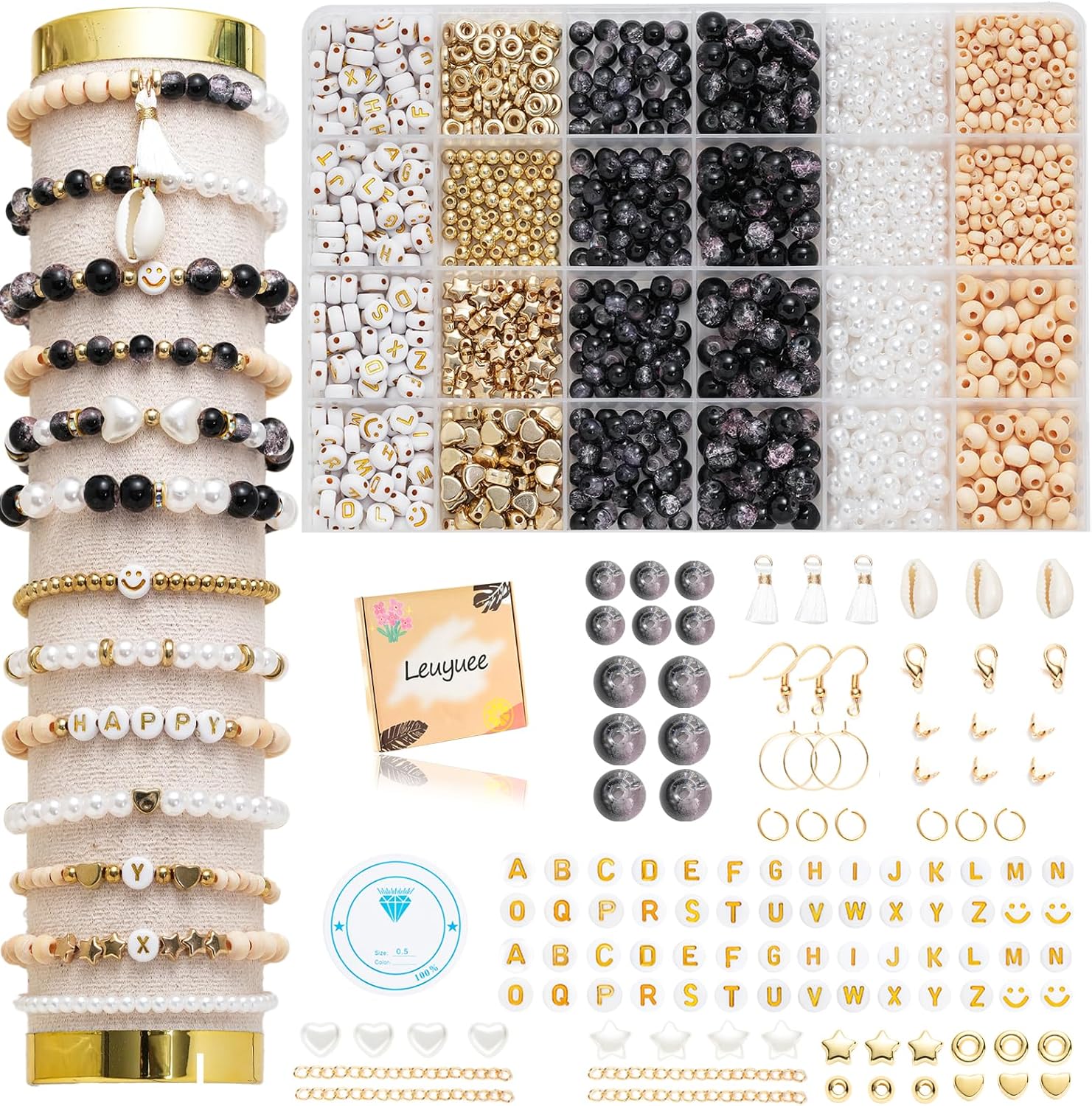 Thumbnail 6 de Leuyuee Glasperlen-Set für Schmuck DIY (ca. 240 Perlen) – Craquelé & Farbverlauf, zum Auffädeln