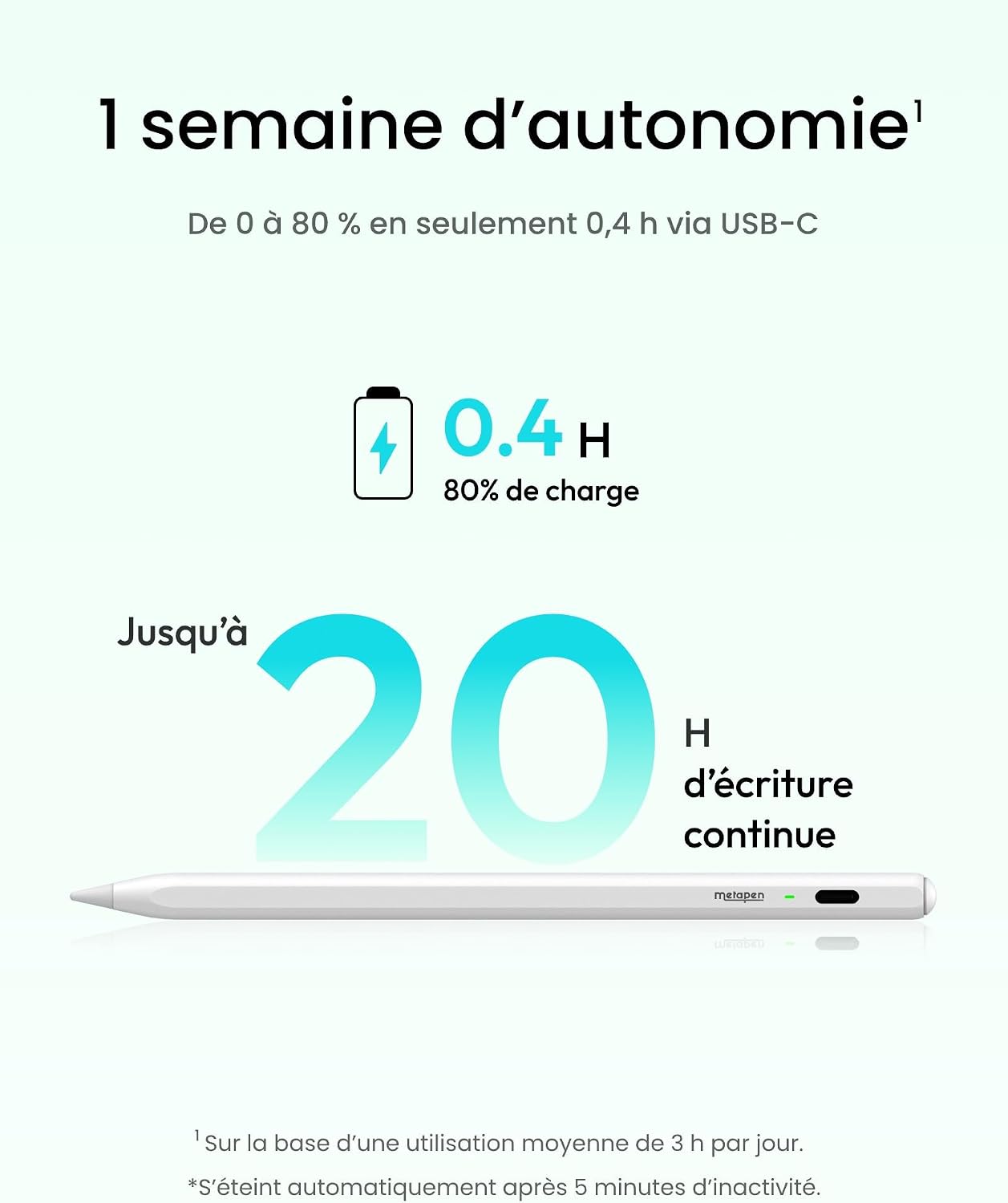 Thumbnail 2 de Metapen Air 8 Stylet pour iPad 2018-2026 – précision 0,1 mm et charge rapide, compatible Apple Pencil (iPad Air/Pro/Mini)