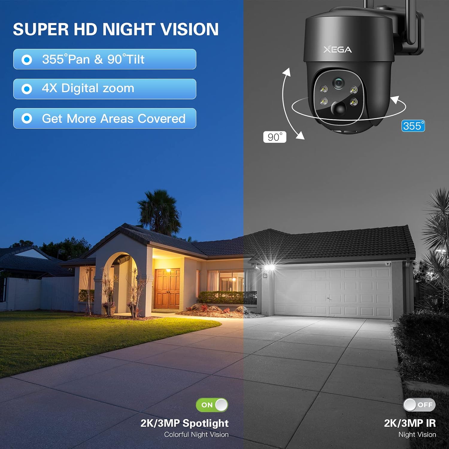 Thumbnail 4 de Xega 2 Pack 4G LTE Cellular Solar Security Camera – 2K HD, Outdoor PTZ, No WiFi