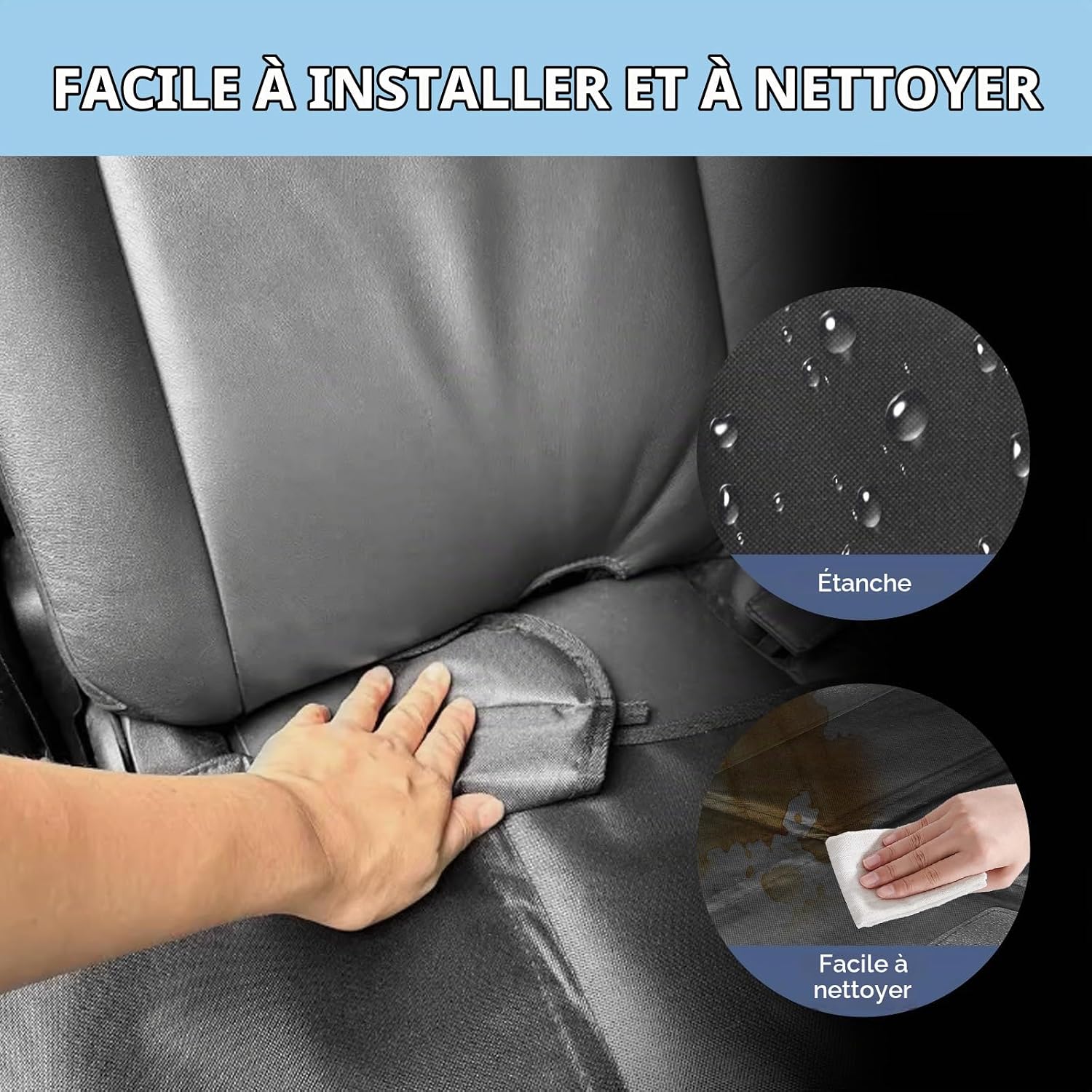 Detalle de EclipseGuard autostoelbeschermer van 600D Oxford, grijs, met ISOFIX-openingen