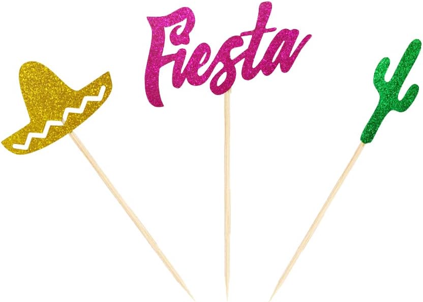 Detalle de Mexican Hat Cactus Cupcake Toppers, 24-Pack