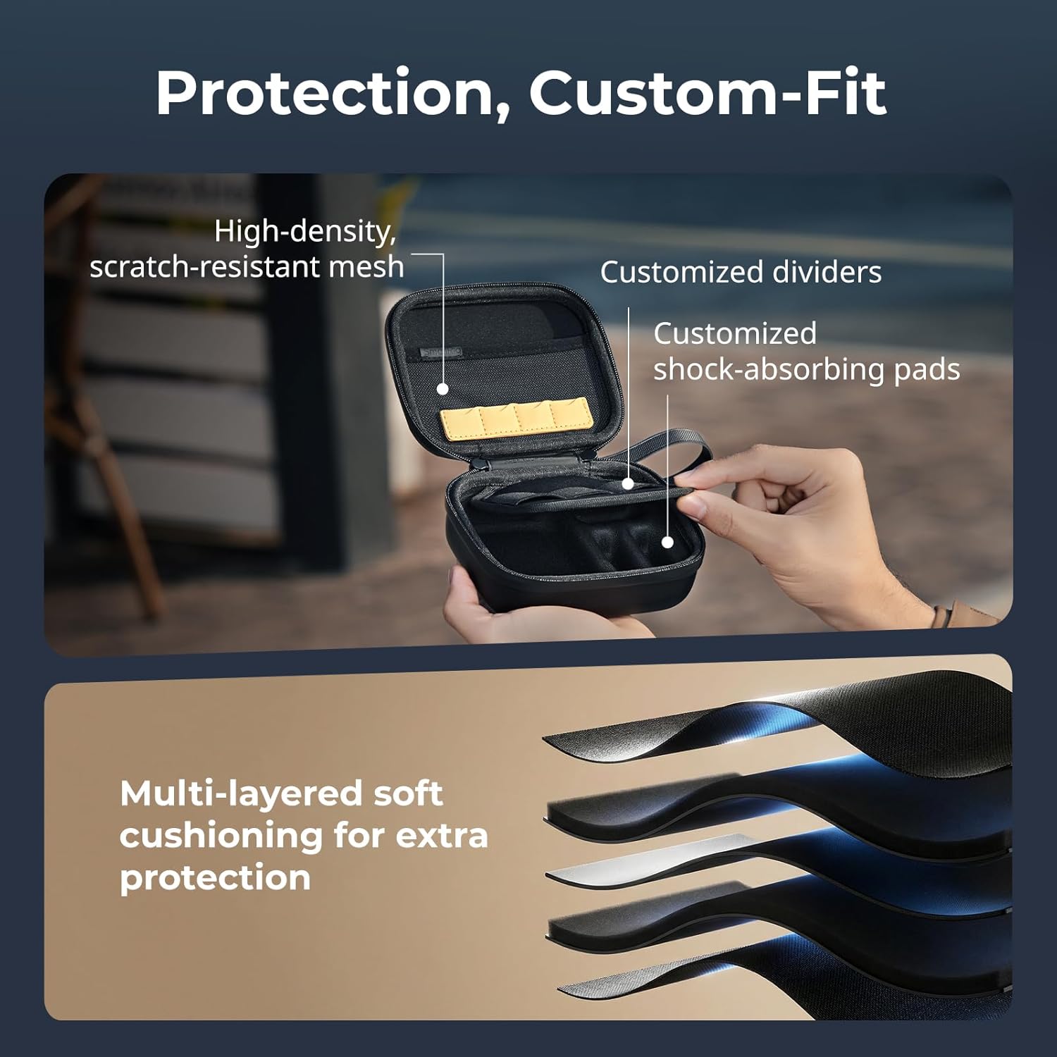 Detalle de SMALLRIG Sac Étui Caméra d'action pour DJI Osmo Action 6/5 Pro et GoPro/Hero 13-9 – Organisation 360°