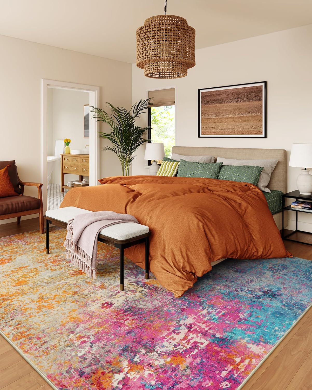 Thumbnail 1 de Lahome Modern Abstract 9x12 Area Rug (Non-Slip, Washable) for Living Room, Bedroom, Dining & Office