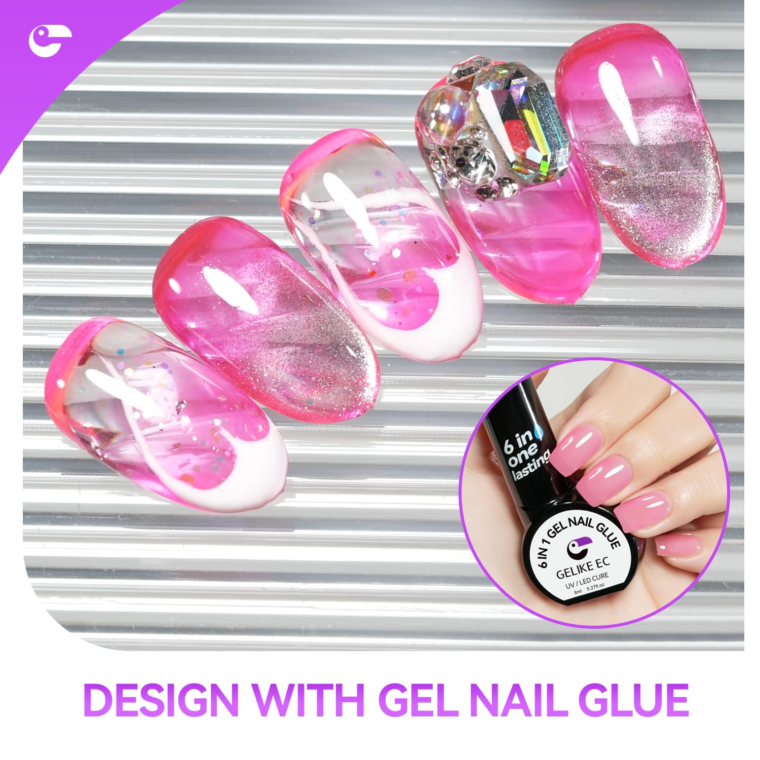 Thumbnail 5 de Gelike ec Pegamento Uñas Postizas 6 en 1 💅 Fuerte y Clear