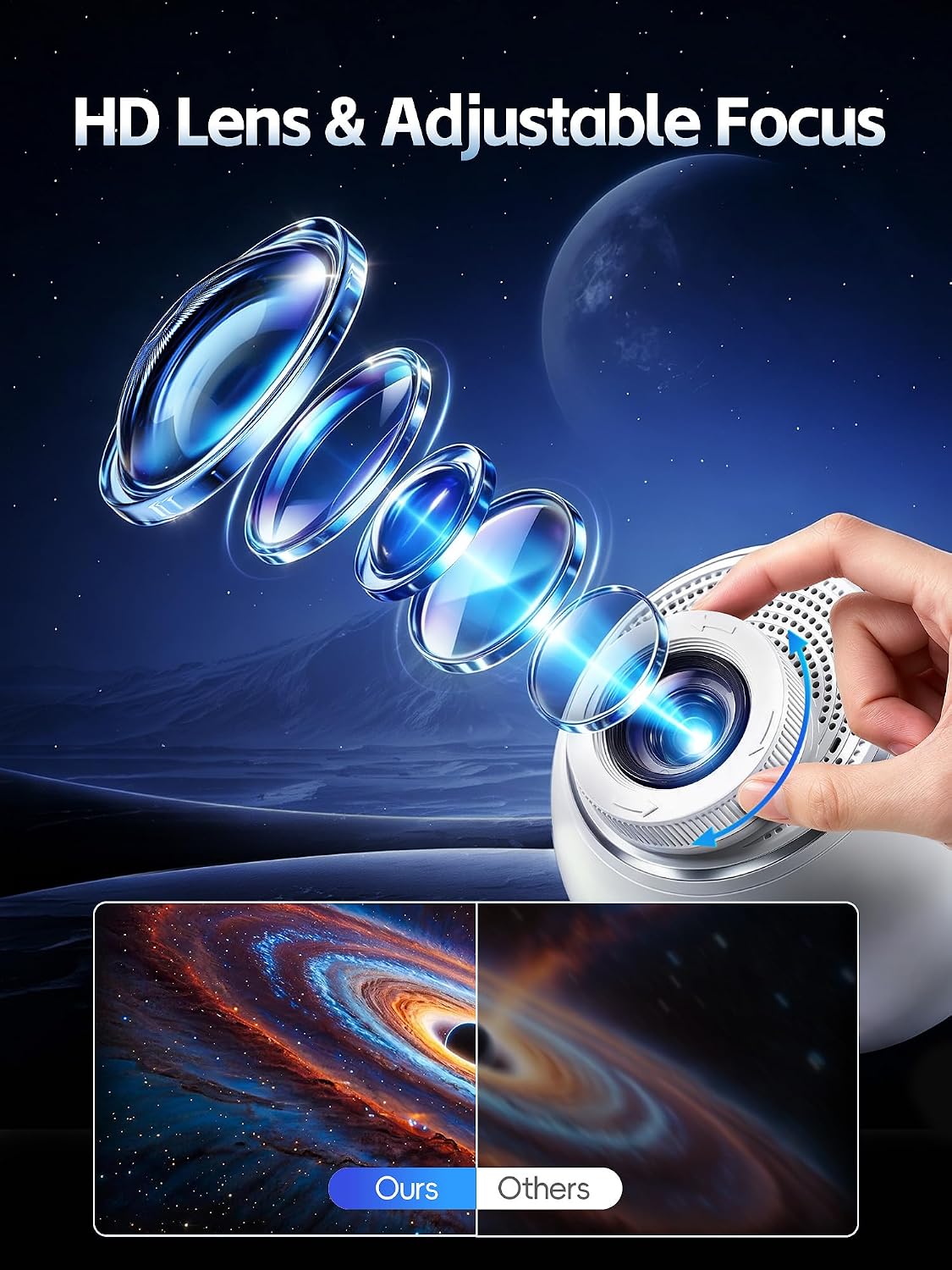 Detalle 1 de One Fire SK19 Pro 3D Galaxy Projector with 60 Scenes and Bluetooth Speaker
