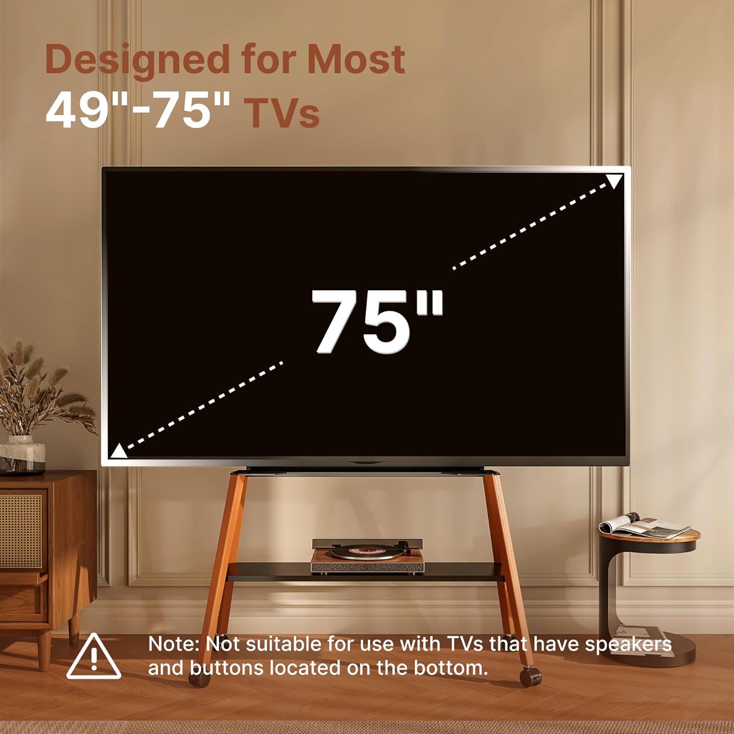 Detalle 2 de ECOTINY TV Stand for 49–75 inch TVs, 40 kg capacity