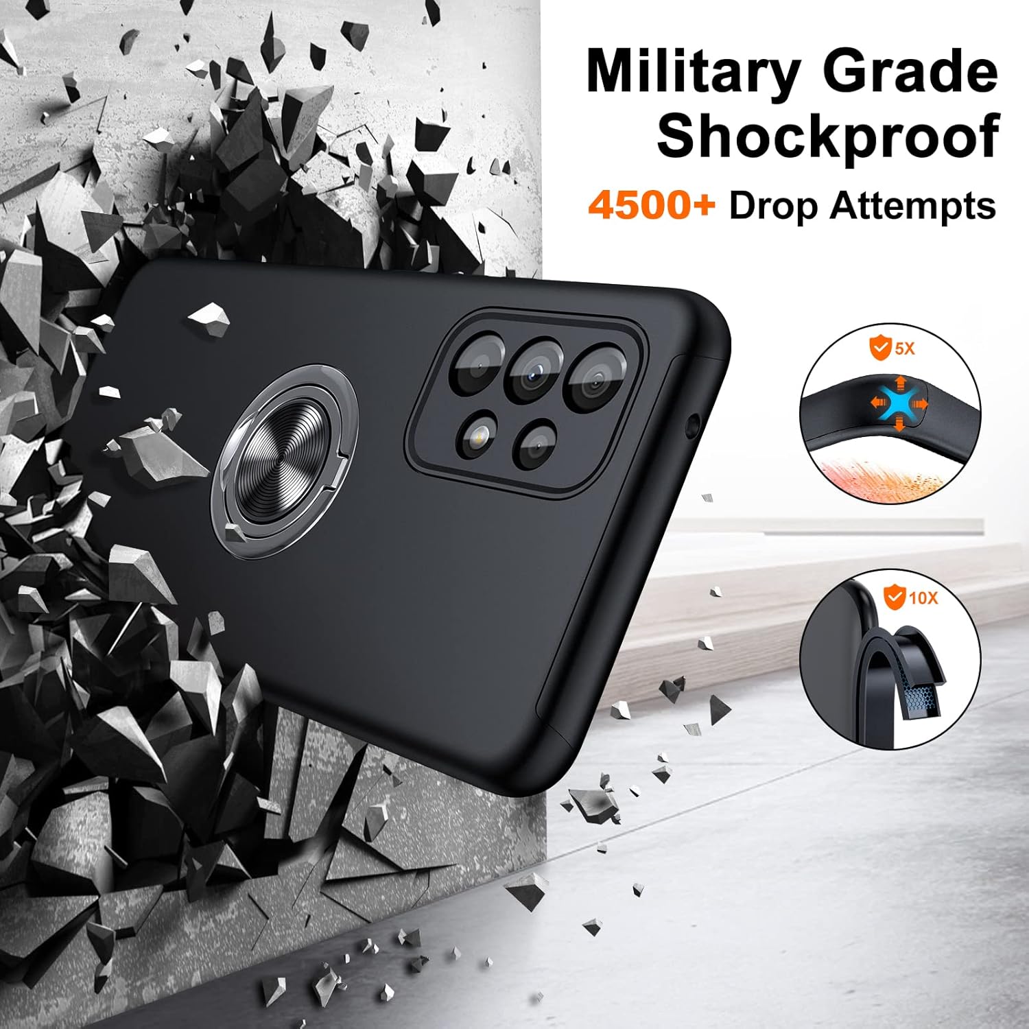Thumbnail 4 de JAME for Samsung Galaxy A53 5G Shockproof Case with 360° Rotatable Kickstand, Black