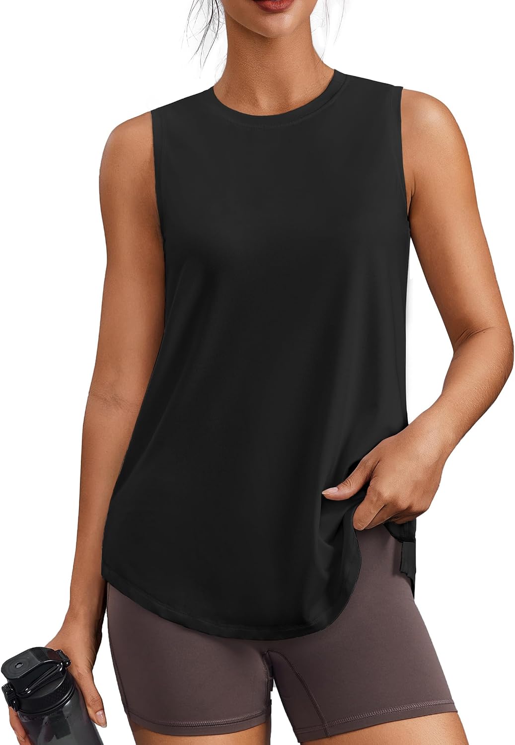 Detalle de PINSPARK Women's Sleeveless Workout Tank: UPF 50+ Protection, Side Slits, Loose Fit