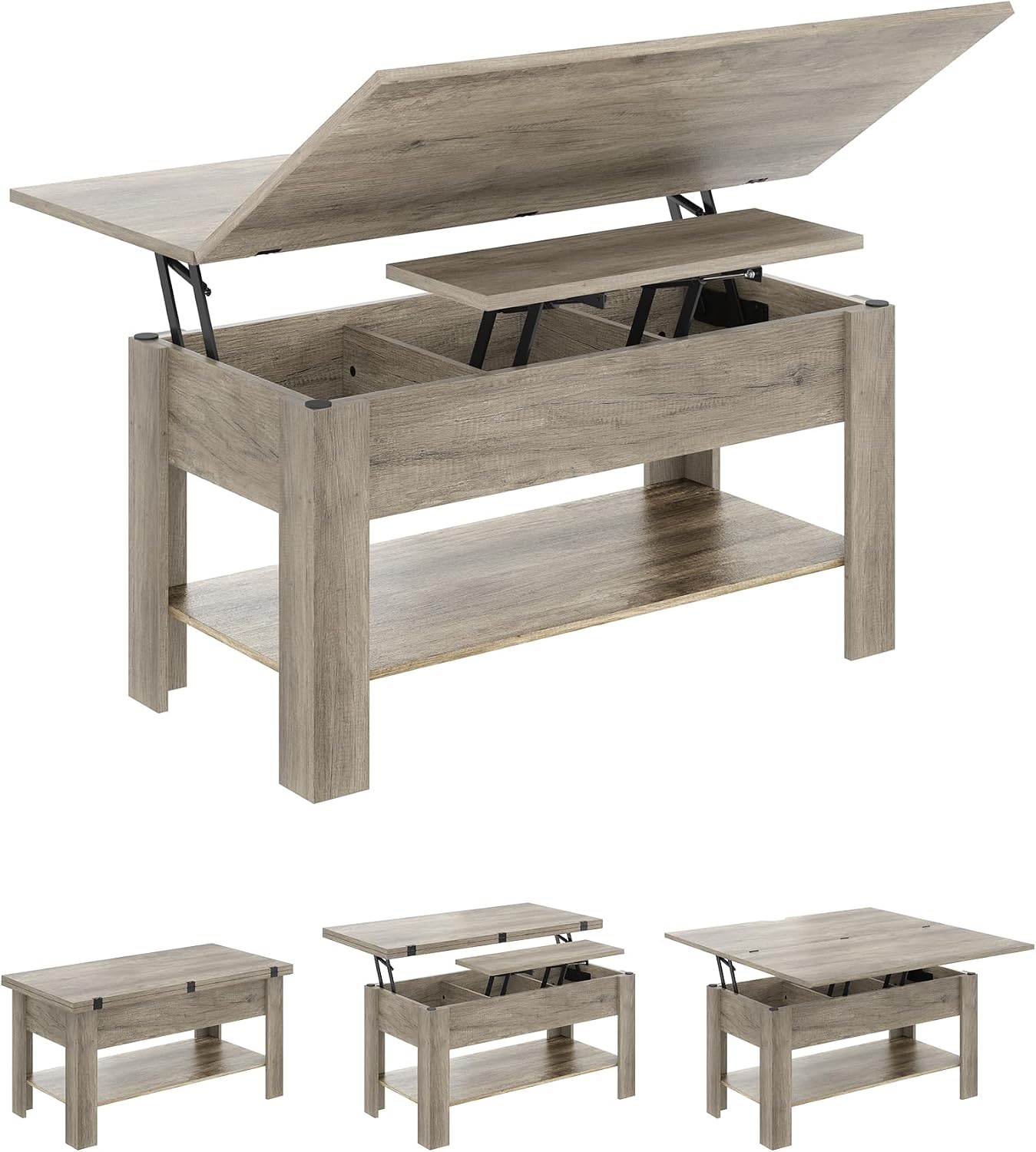 Detalle de KIMENICH Mesa Centro Regulable 3 en 1 Gris