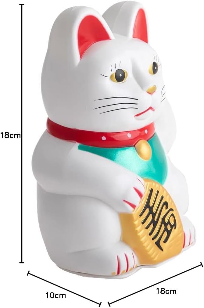 Detalle 2 de lachineuse 3215 – figurka Maneki Neko z ruchomym ramieniem, biało-złota