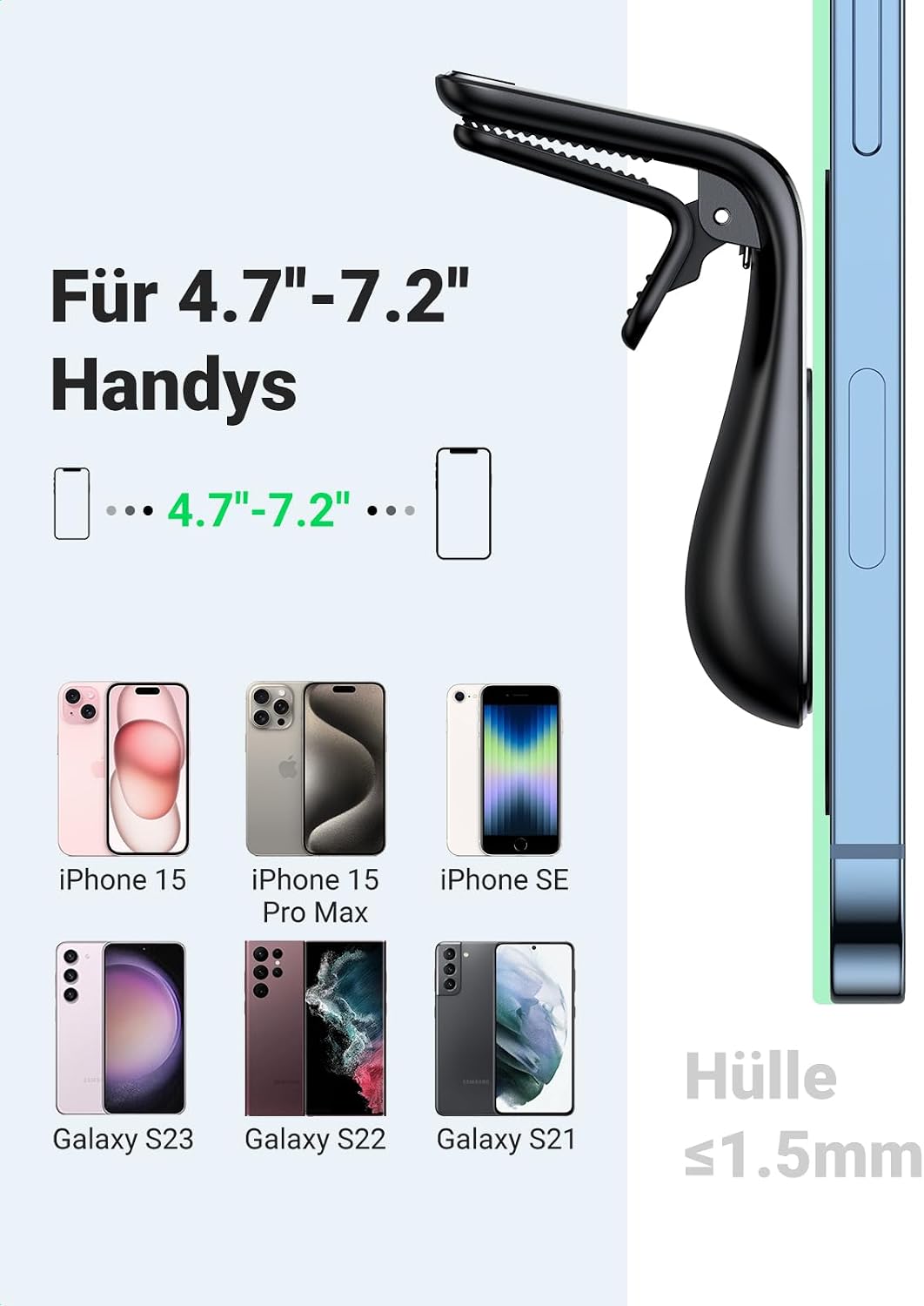 Thumbnail 6 de UGREEN Magnethalter Handy Auto KFZ – Magnetische Halterung mit 5 N52 Magneten, kompatibel mit iPhone 16/15 Pro Max/Plus, 14–13, Galaxy S23 Ultra, Mate 60 Pro und mehr