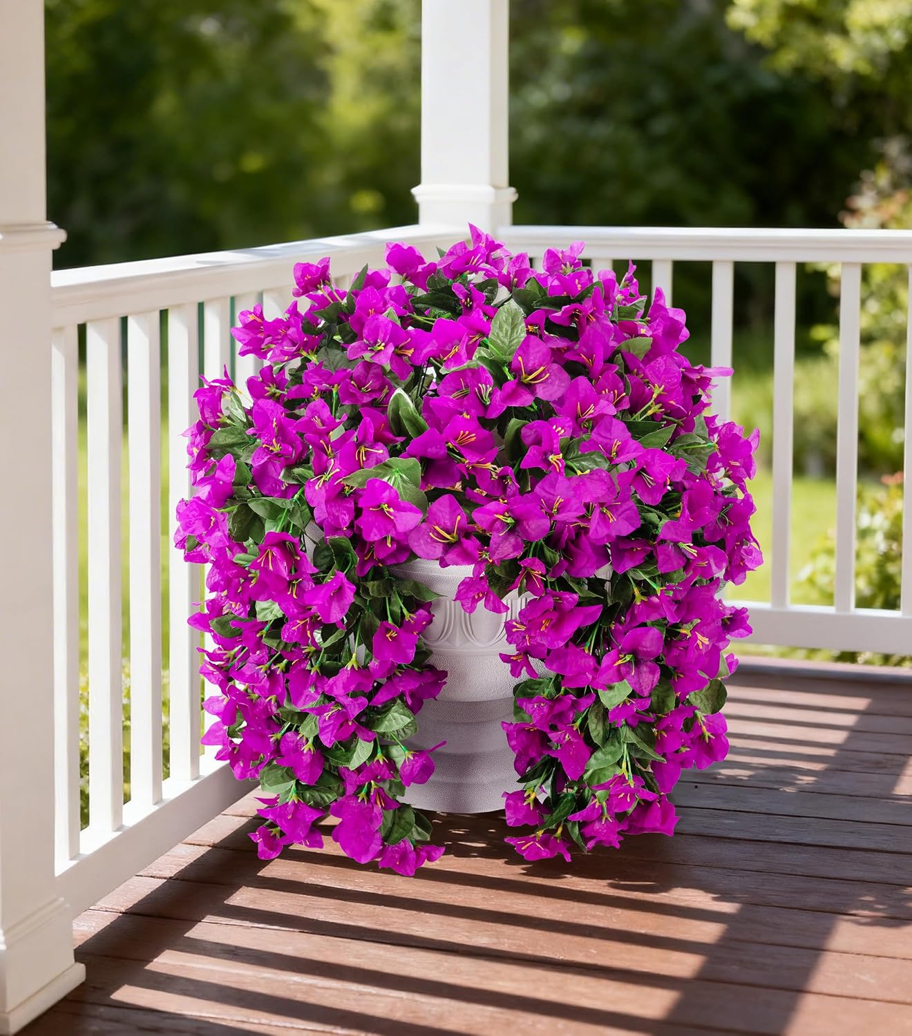 Thumbnail 3 de Faux Bougainvillea Artificial Flowers (2 Bundles) with UV-Resistant Long Trailing Vines for Outdoor Porches & Planters