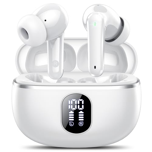Detalle de Auriculares Inalámbricos Bluetooth 5.4 IKT con 50 h, ANC ENC y IPX7 — 4 HD Mic, graves profundos, ajuste cómodo