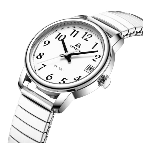 Detalle de LN LENQIN Elasticay: reloj de mujer con correa de acero inoxidable y estilo elástico