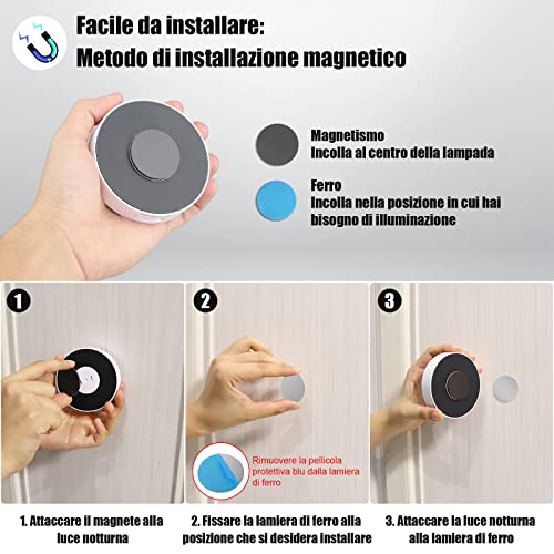 Thumbnail 4 de Electight 3 Pack Luz Nocturna LED Recargable por USB, Sensor de Movimiento para Interiores, 8 LED, 3 Modos (AUTO/ON/Off), para Dormitorio, Armarios, Pasillo, Escaleras, Garaje, Entrada (Blanco)