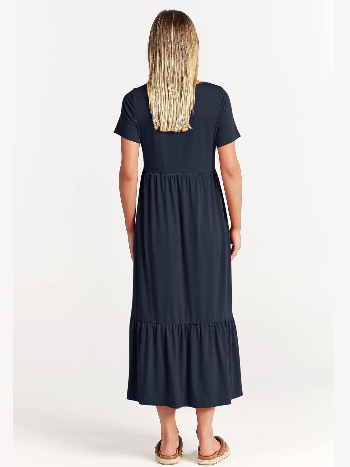 Thumbnail 4 de ANRABESS Women’s 2026 Summer Casual Maxi Dress (Tiered A-Line, Short Sleeve, Crewneck with Pockets)