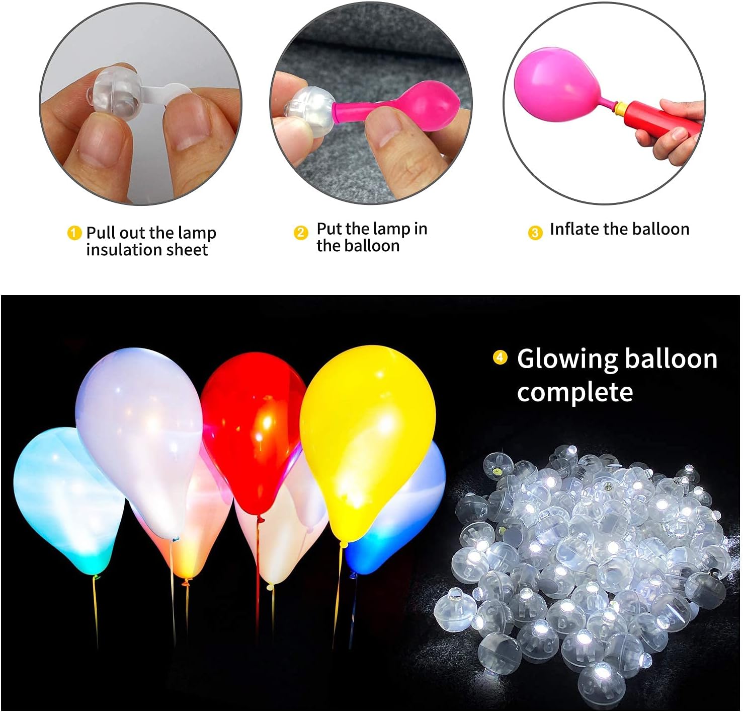 Thumbnail 4 de Aogist 100pcs White LED Balloon Light (Tiny Mini Round LED Ball Lights)
