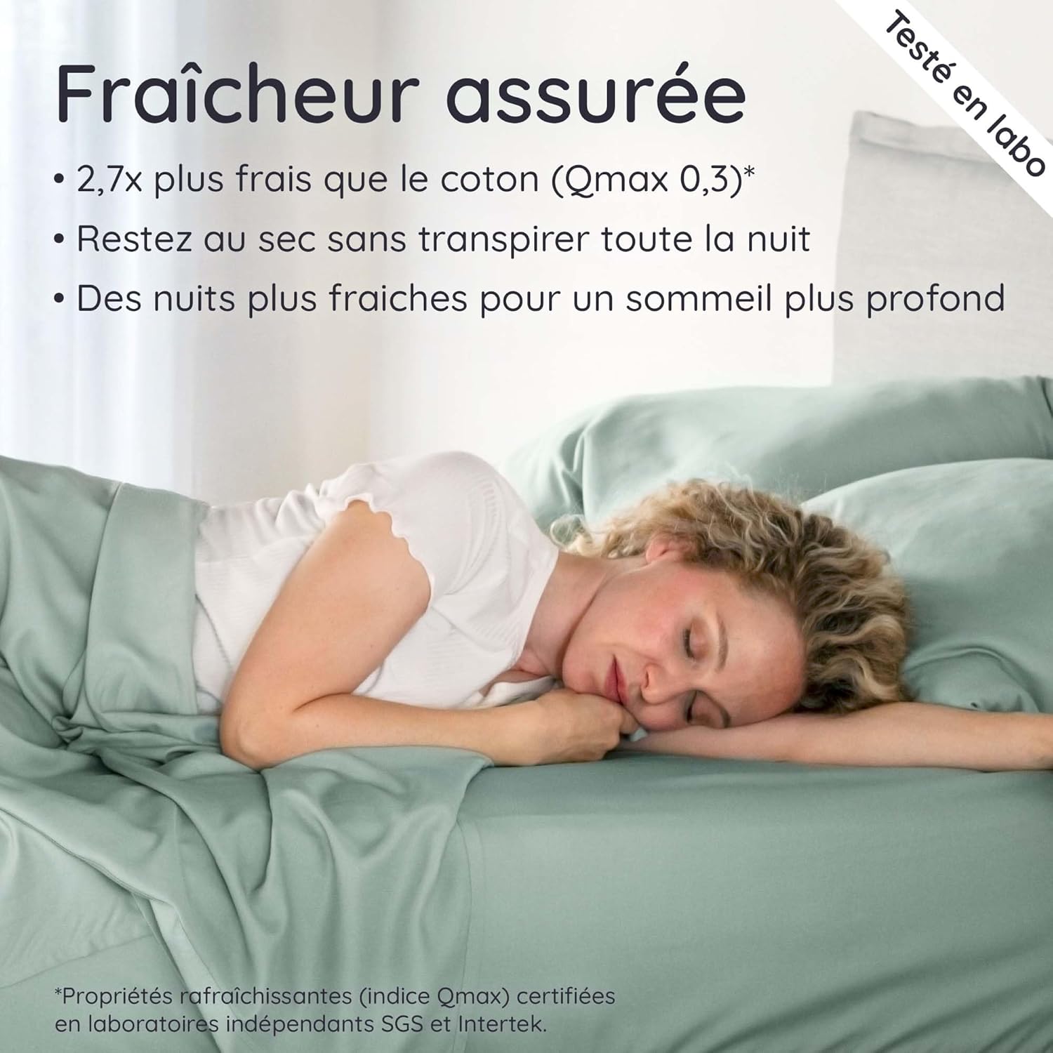 Thumbnail 2 de Bambaw Drap housse en bambou 160x200 cm (pour matelas épais jusqu’à 35 cm) – Vert d’eau