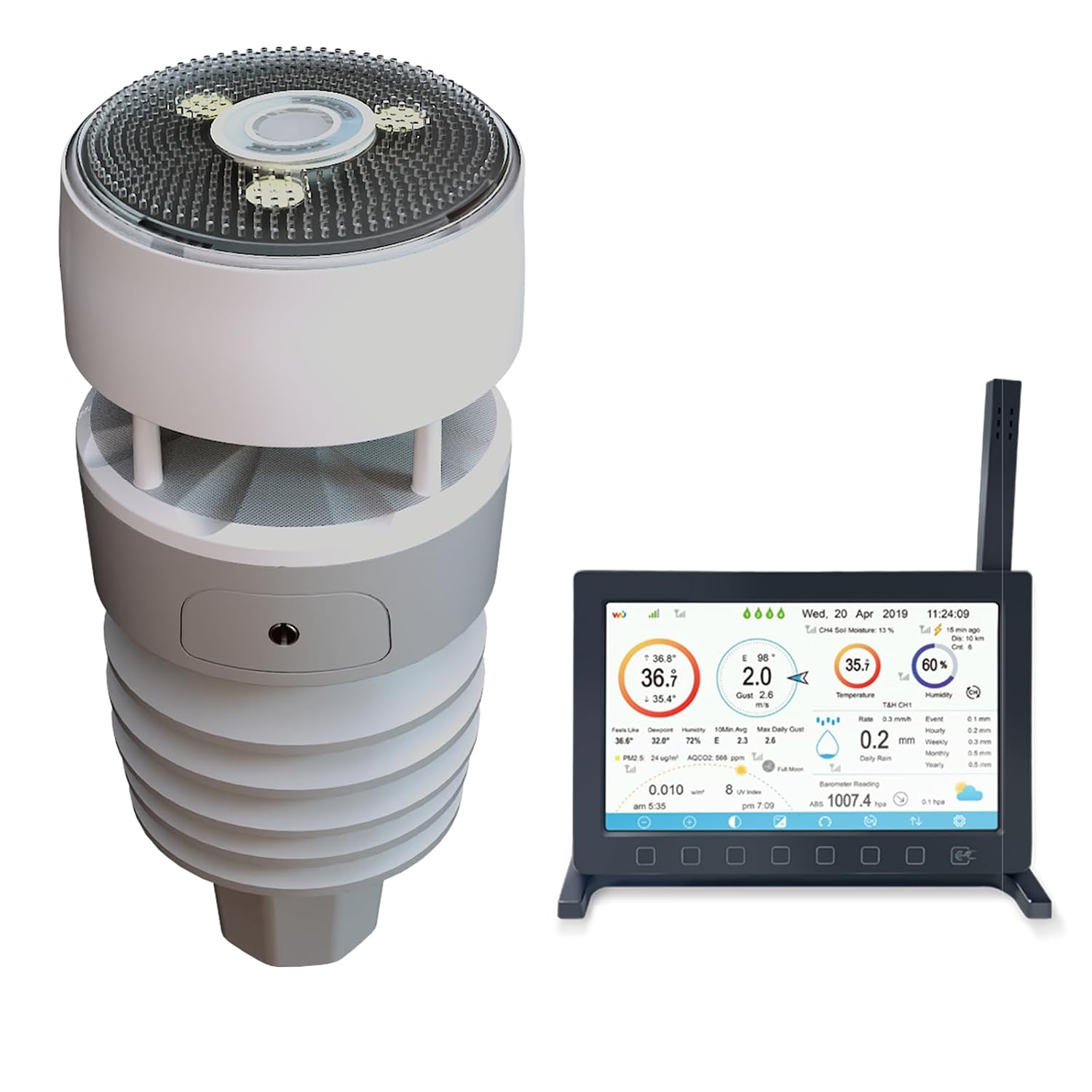 ECOWITT Wittboy Weather Station HP2564 (7-in-1) with Wireless Outdoor Sensors, 7-inch TFT touch screen, 868 MHz