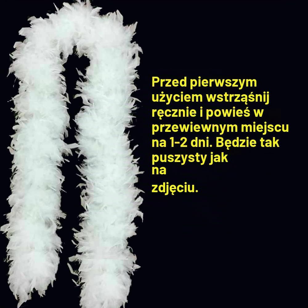 Detalle de WINOK BT-0003-WH – białe boa z piór, 100 g, długość 200 cm
