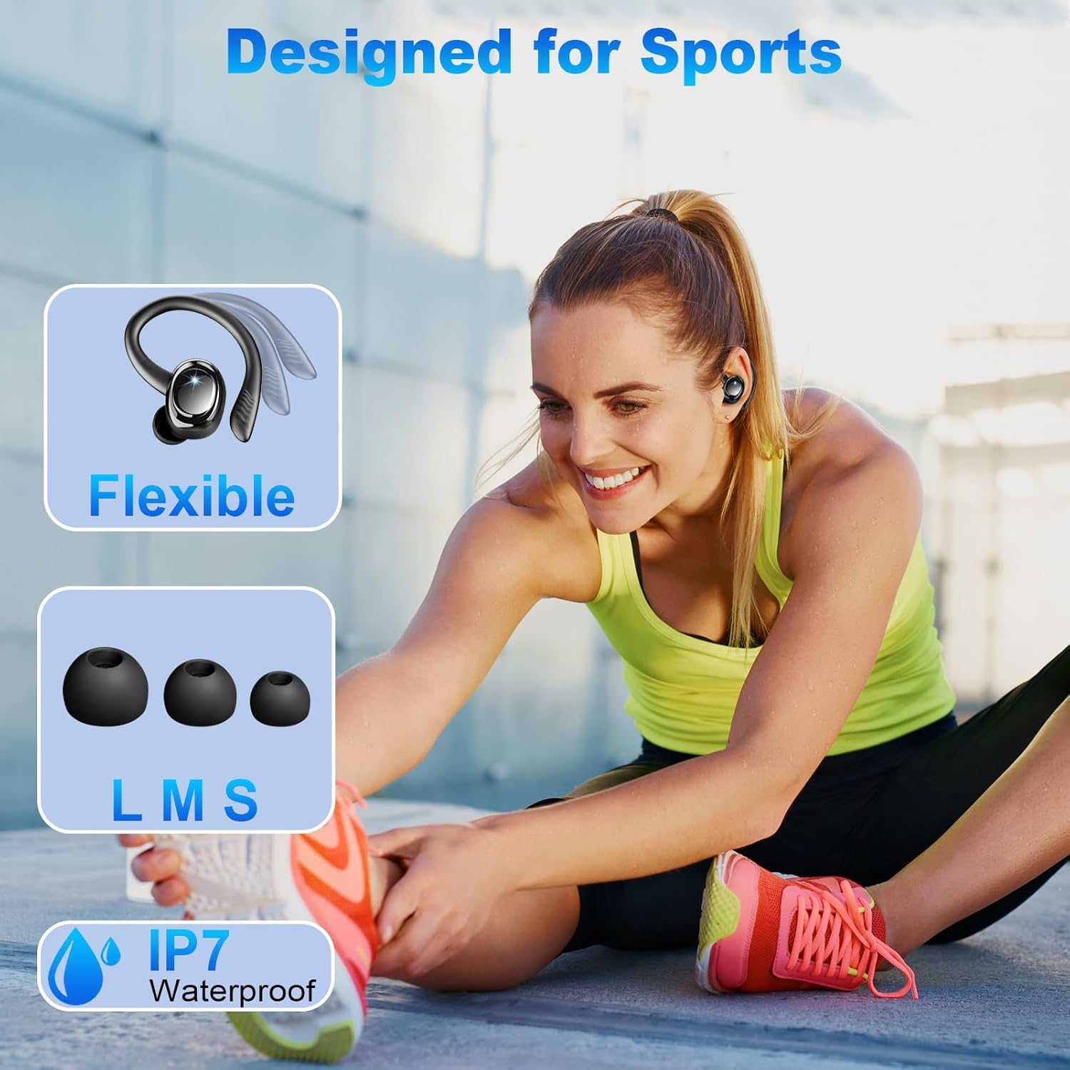 Thumbnail 5 de Hupoaf Cuffie Bluetooth Sport: Auricolari wireless 5.4, IP7, 50 Ore, LED display