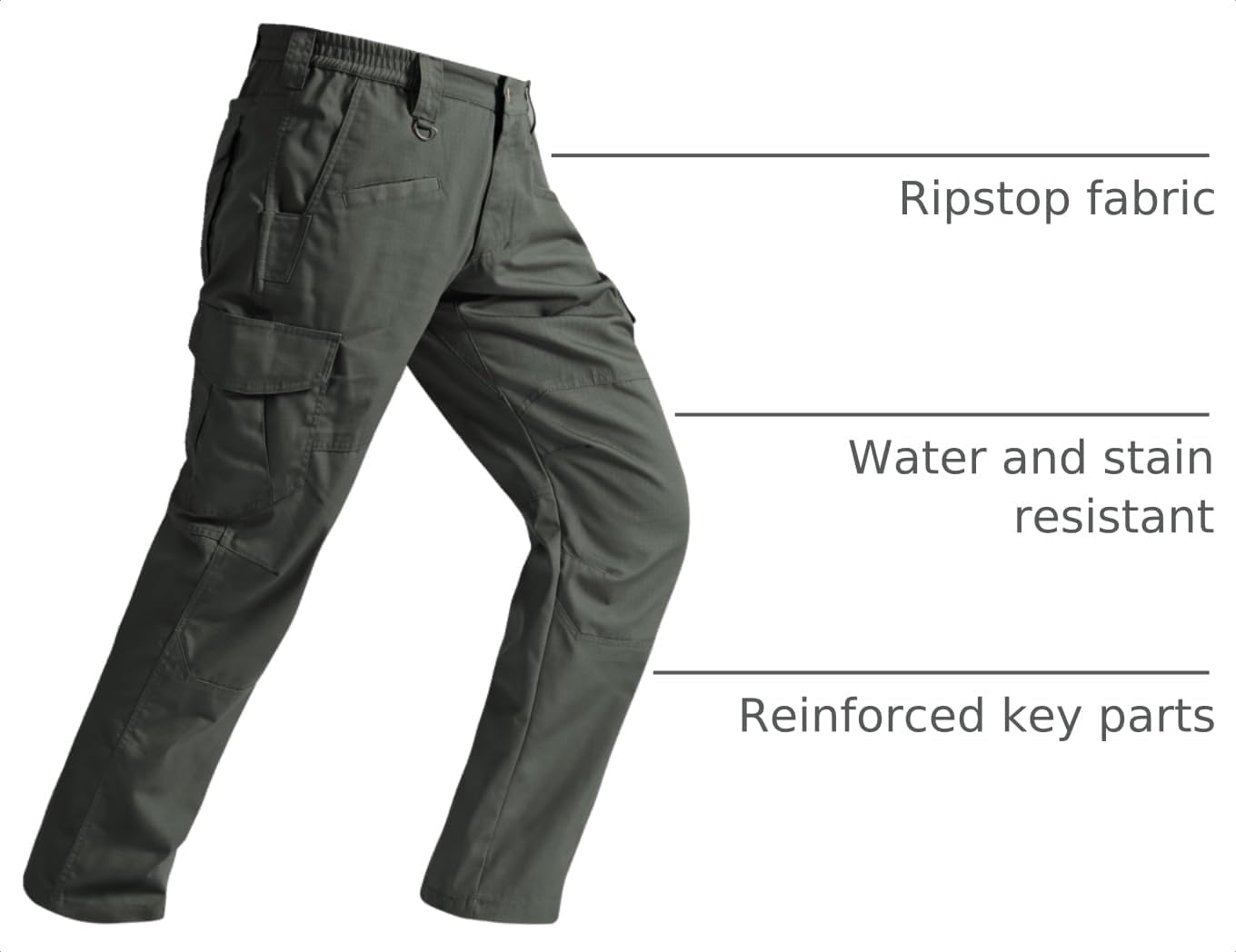 Detalle de SPOSULEI Men's Tactical Ripstop Cargo Pants, 9 Pockets, Water-Resistant