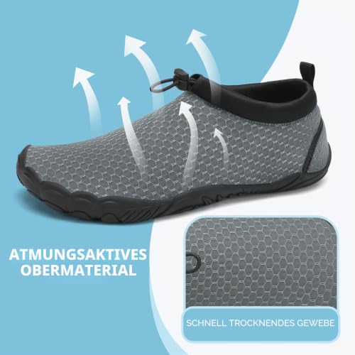 Detalle de Mishansha Herren Badeschuhe Barfuß Wasserschuhe Dunkelgrau Gr.39
