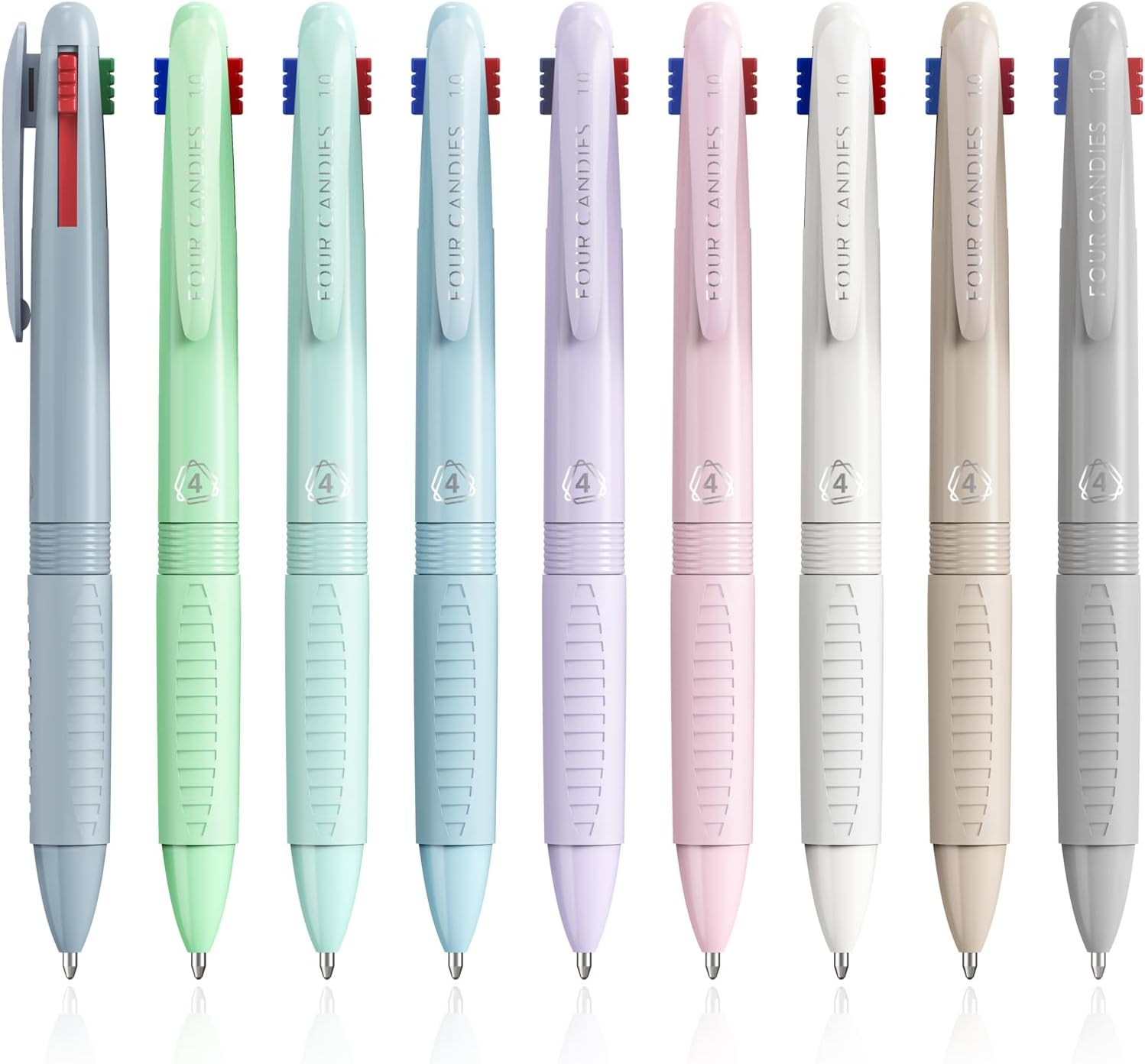 Detalle de Four Candies 4-in-1 Farbstifte (9er-Pack) mit 1,0-mm-Spitze – 4 Farben in einem Stift