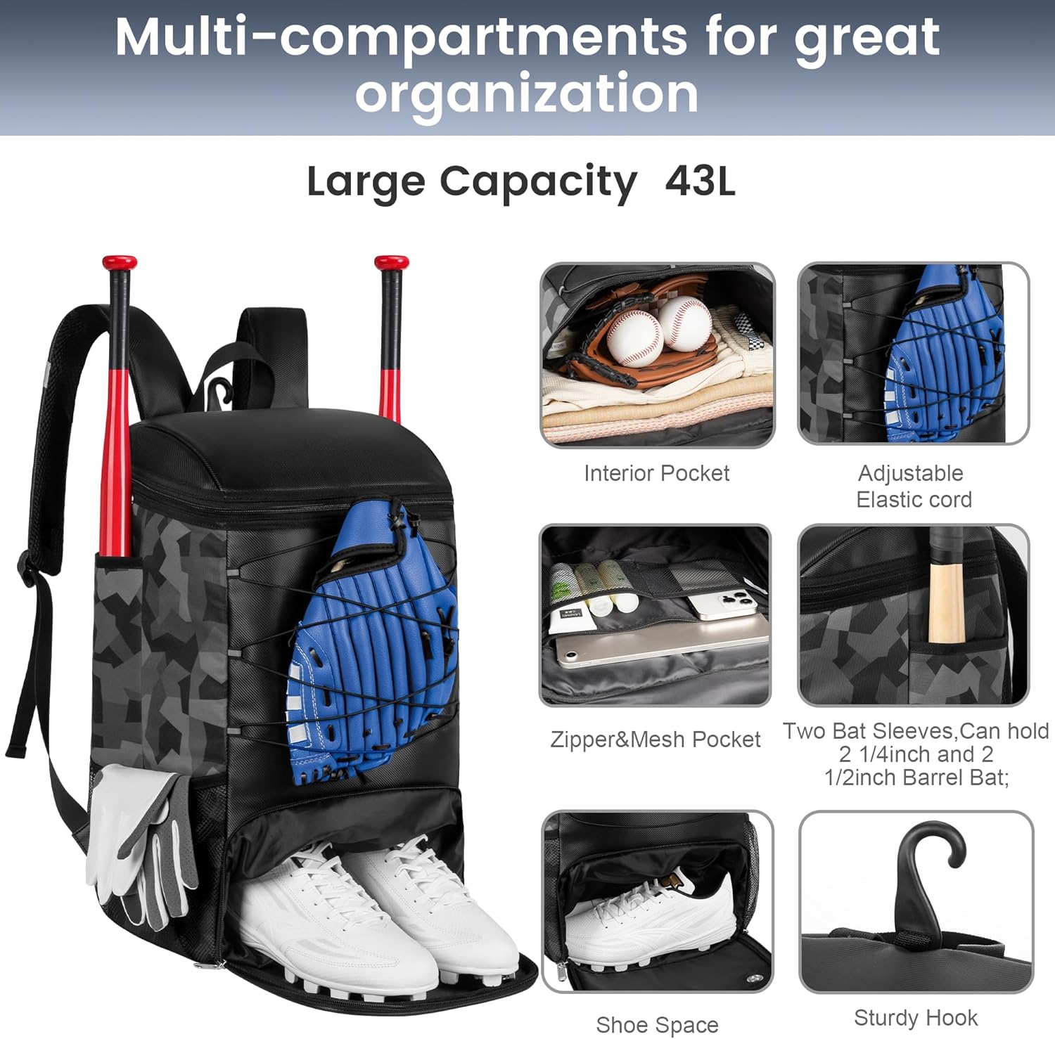 Thumbnail 1 de BIAOTN Softball Bag 43L backpack