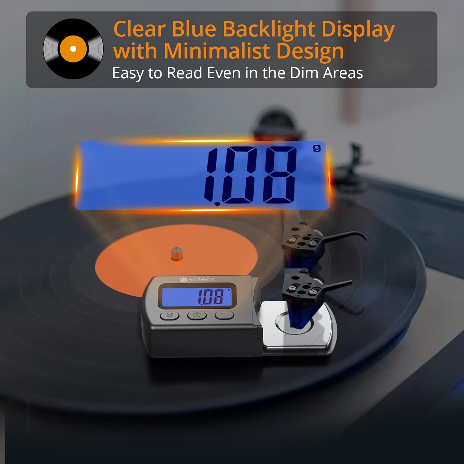 Detalle de Neoteck NTK002 Digital Turntable Stylus Force Gauge, 0.01g, Blue LCD