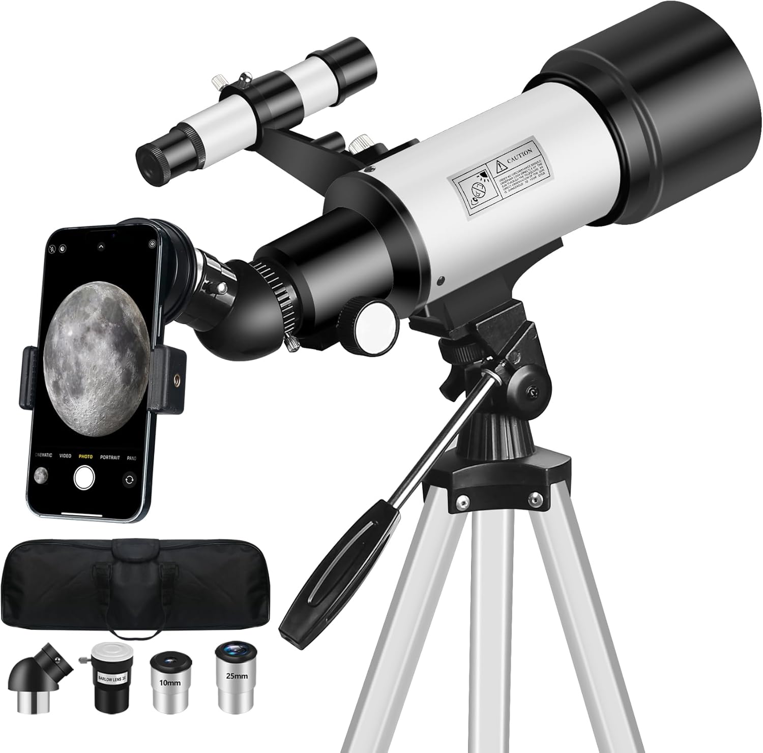 Detalle de Mijiao Teleskop Astronomie: Profi Refraktor 70/400mm für Anfänger, mit Stativ und 5x24 Sucherfernrohr