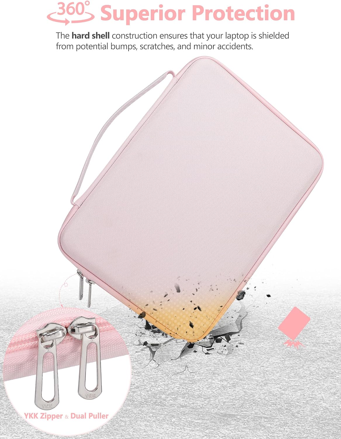 Detalle de HYZUO 17-17.3 Inch Hard Shell Laptop Sleeve Case (Pale Pink) for 17" Laptops