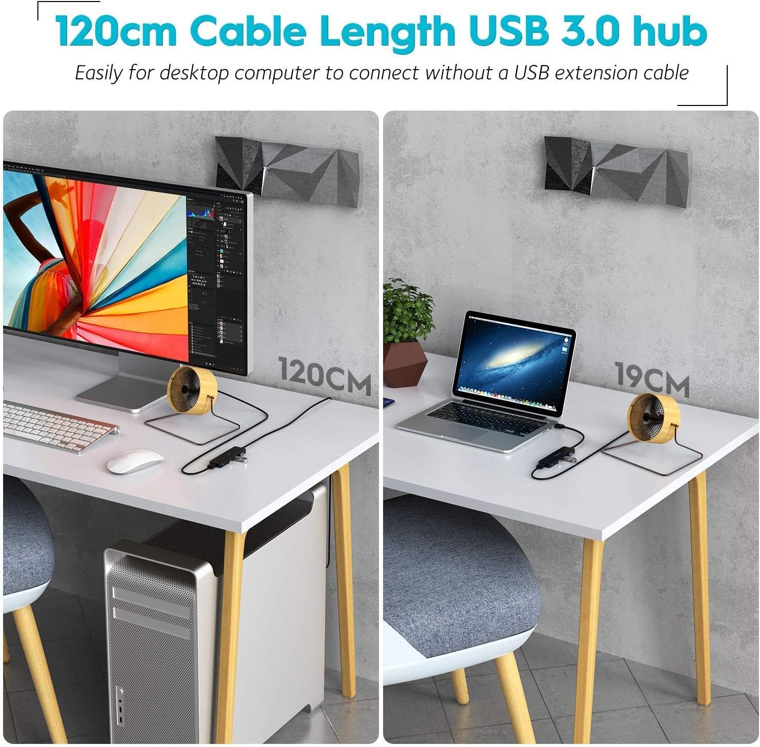 Thumbnail 6 de Aceele USB 3.0 4-Port Hub with 1.2m Extension cable – Ultra-Slim Multiport Expander