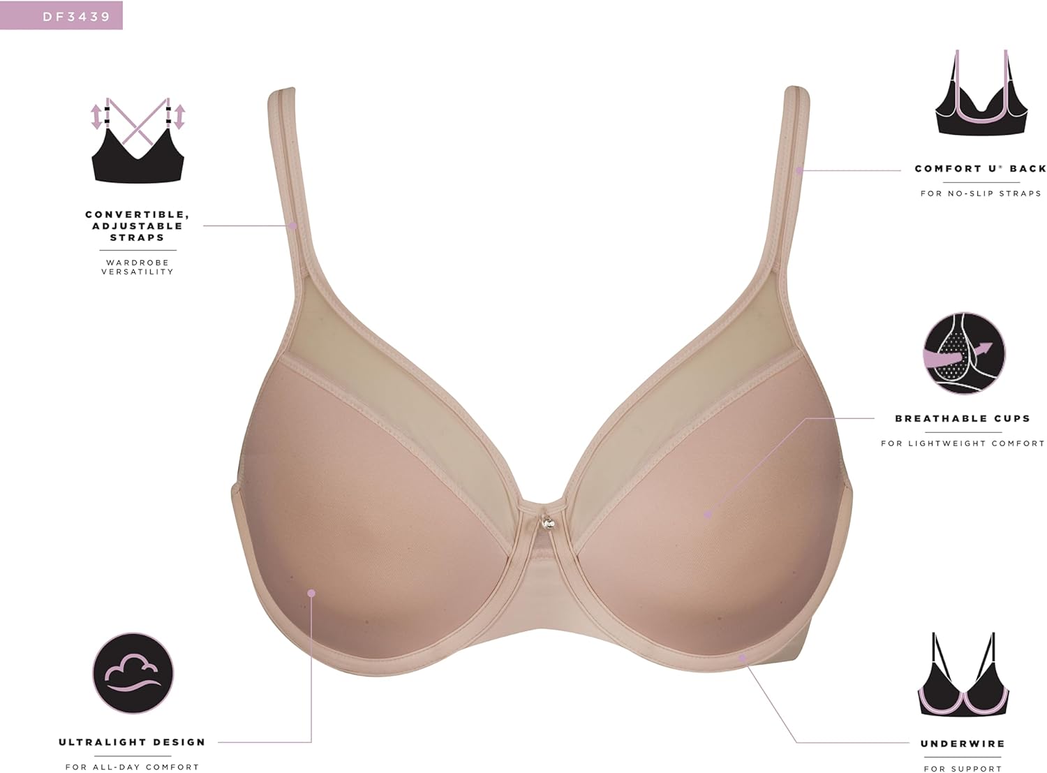 Thumbnail 2 de Bali One Smooth U Seamless T-Shirt Bra with Underwire & Convertible Straps