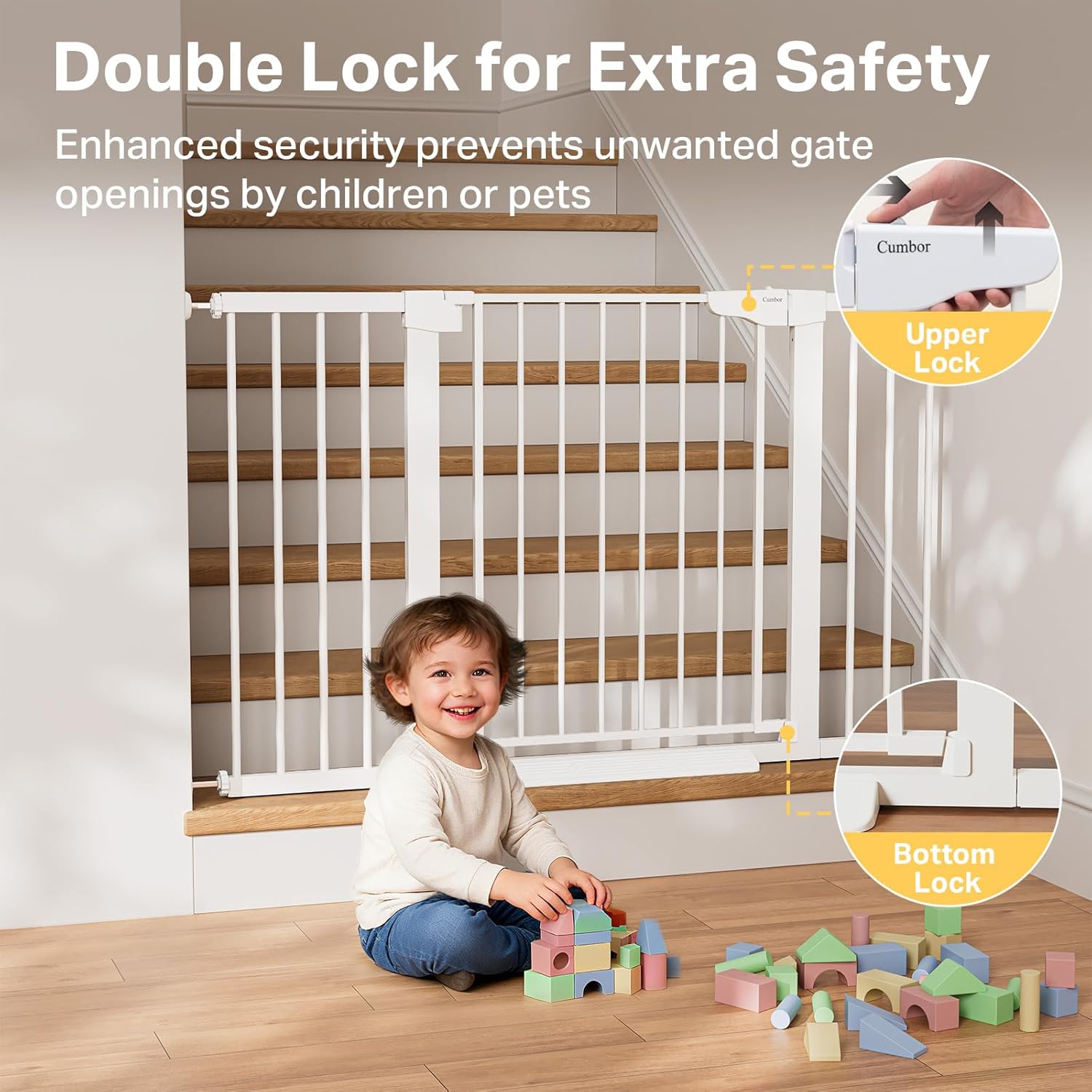 Thumbnail 3 de Cumbor 2 Pack Extra Wide Baby Gate 29.7"-51.5" Doorways