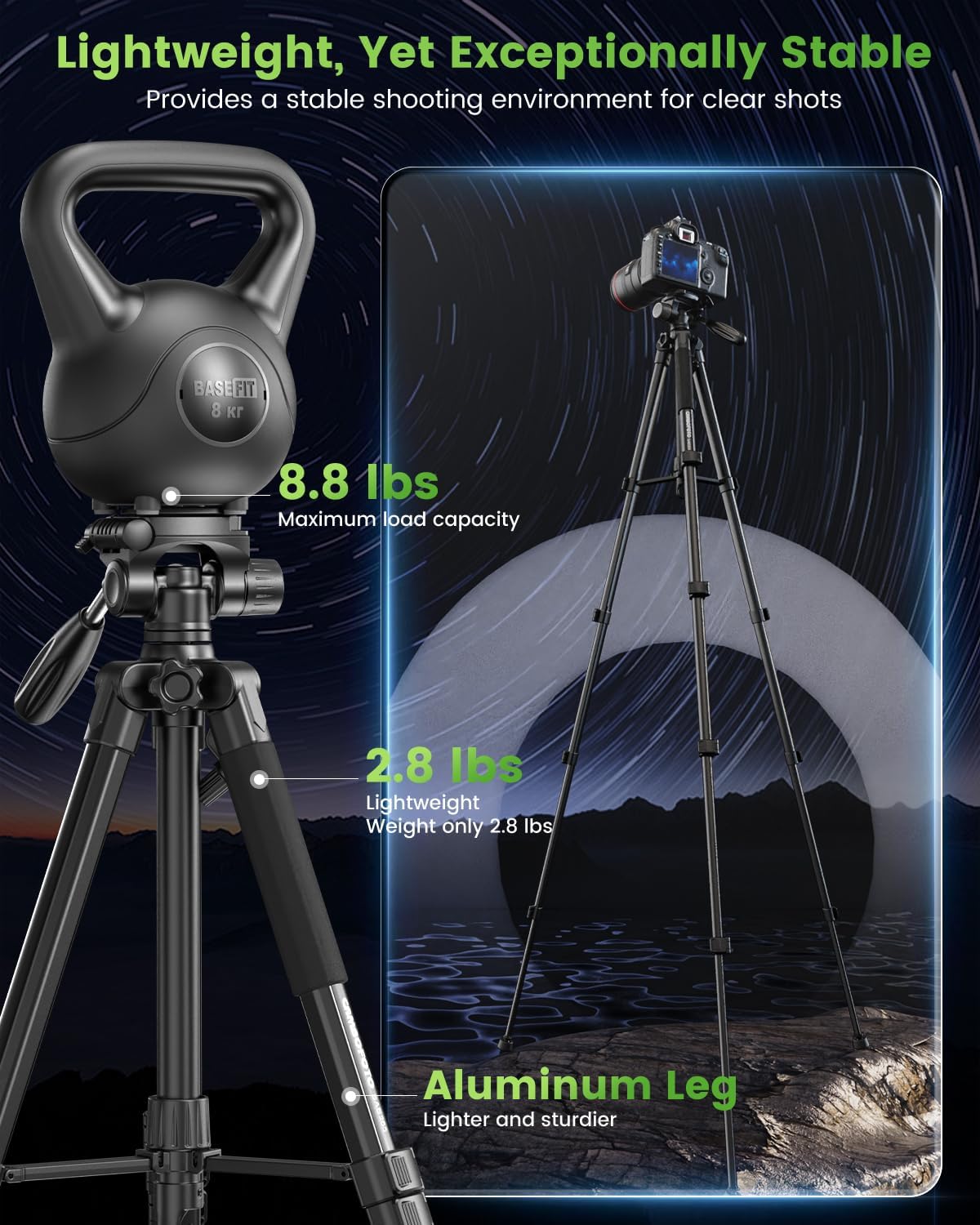 Thumbnail 2 de CAMBOFOTO 74" Camera Tripod lightweight aluminium tripod stand