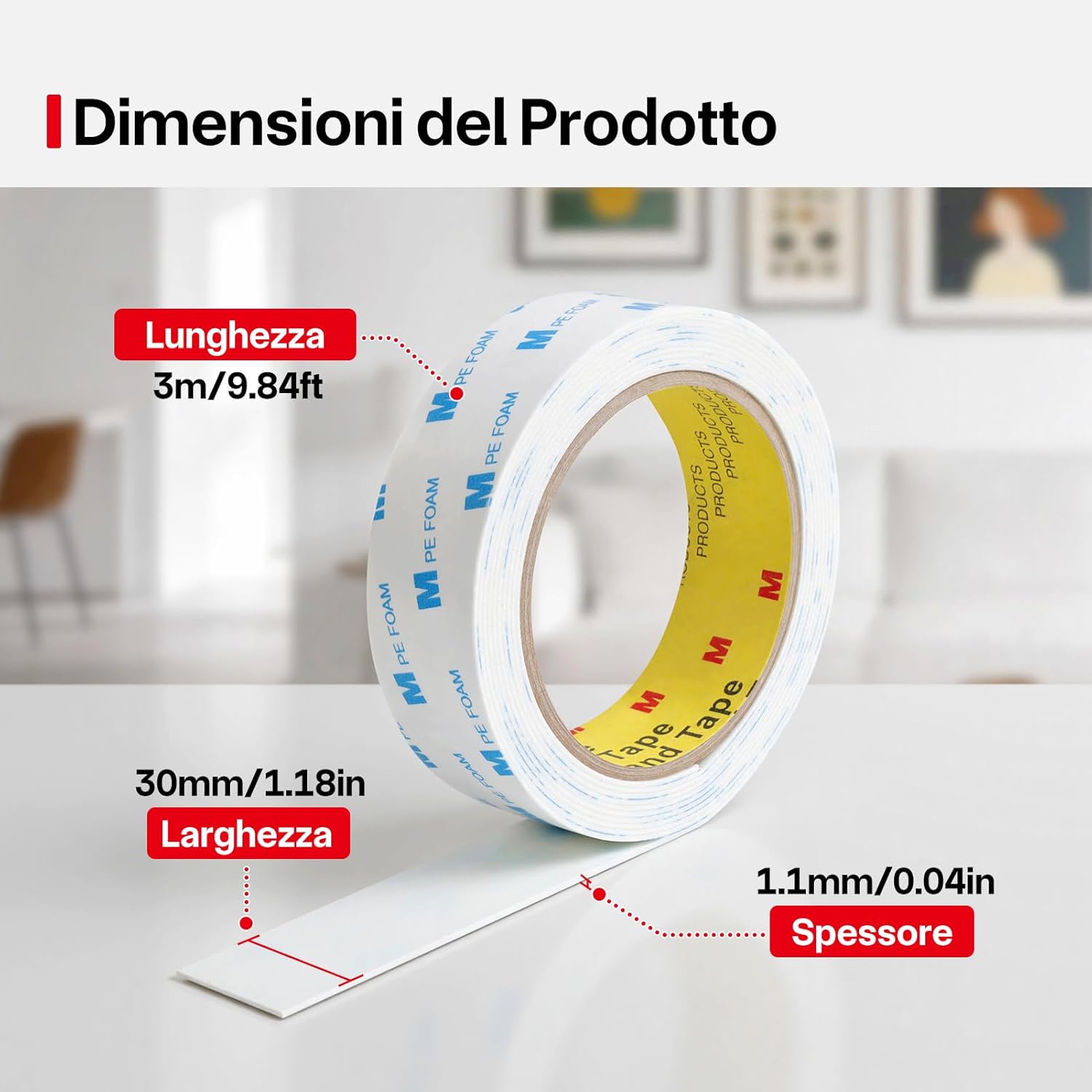 Thumbnail 1 de FIXCHORD 1600T PE Nastro biadesivo extra forte in schiuma PE 30 mm × 3 m