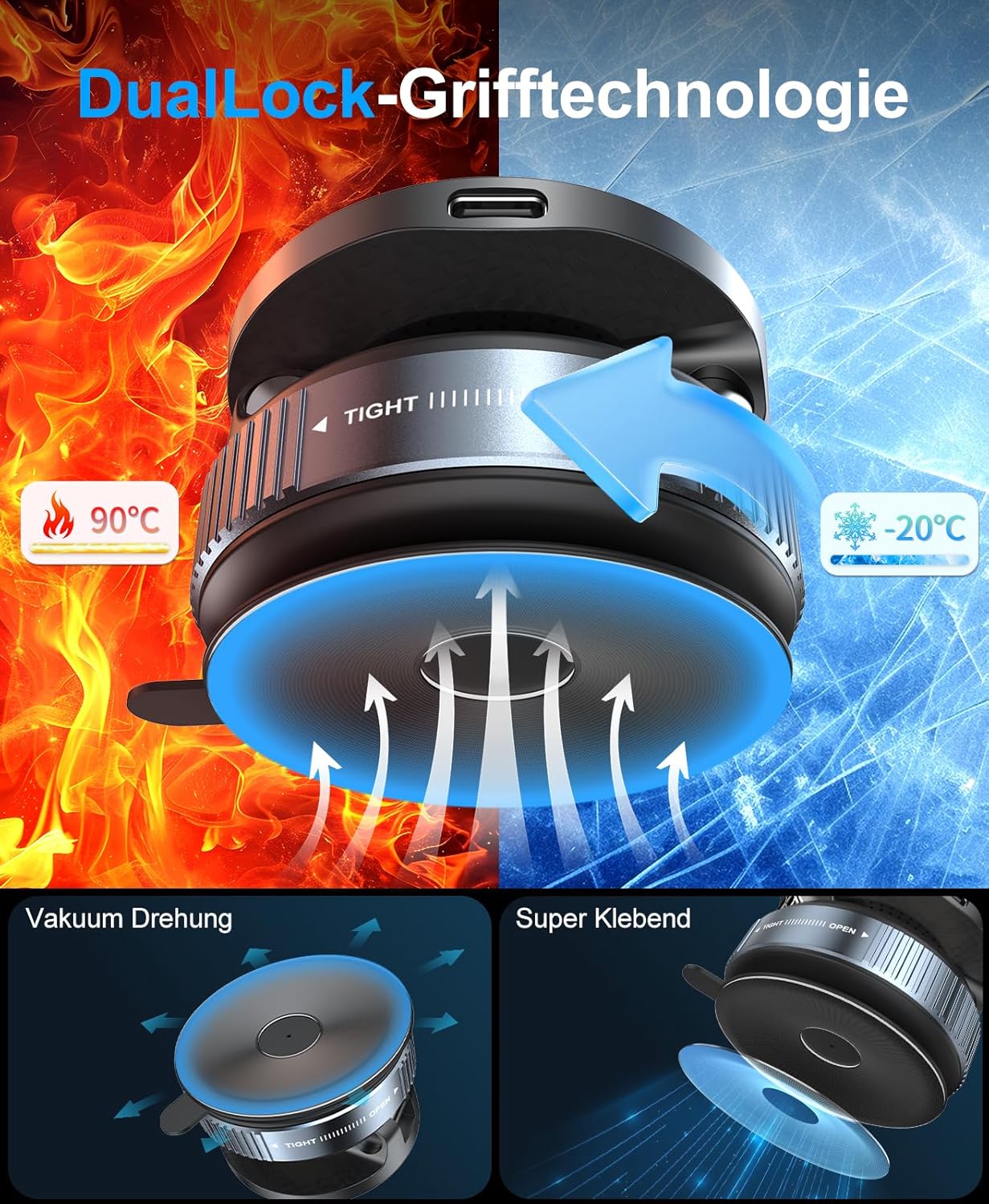 Thumbnail 1 de Beeasy MagSafe Autohalterung 15W fürs Auto mit Ladefunktion – Vakuum-Saugnapf, 360° Drehung