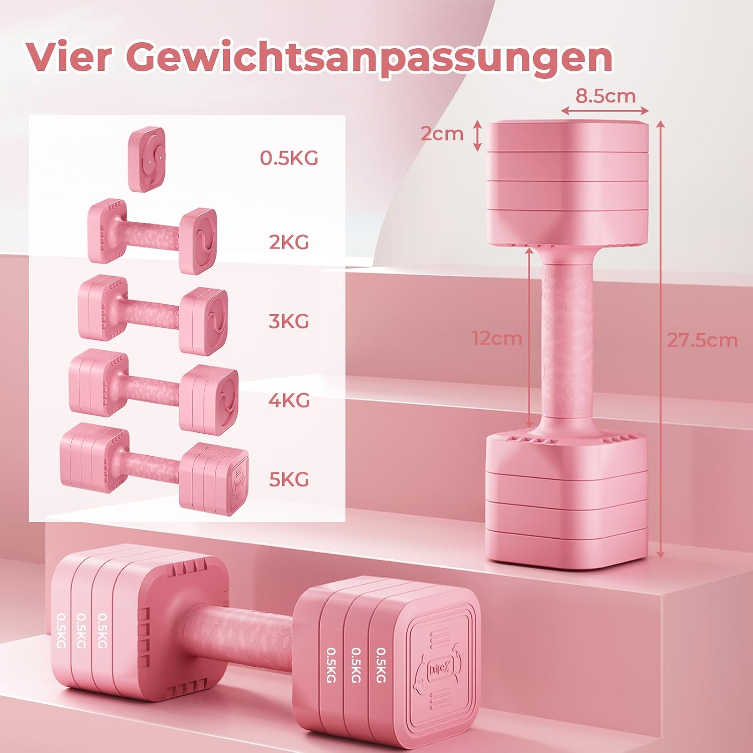 Detalle de Dripex Verstellbare Hantel-Set 5 kg/2,5 kg 1 Paar đź’Ş