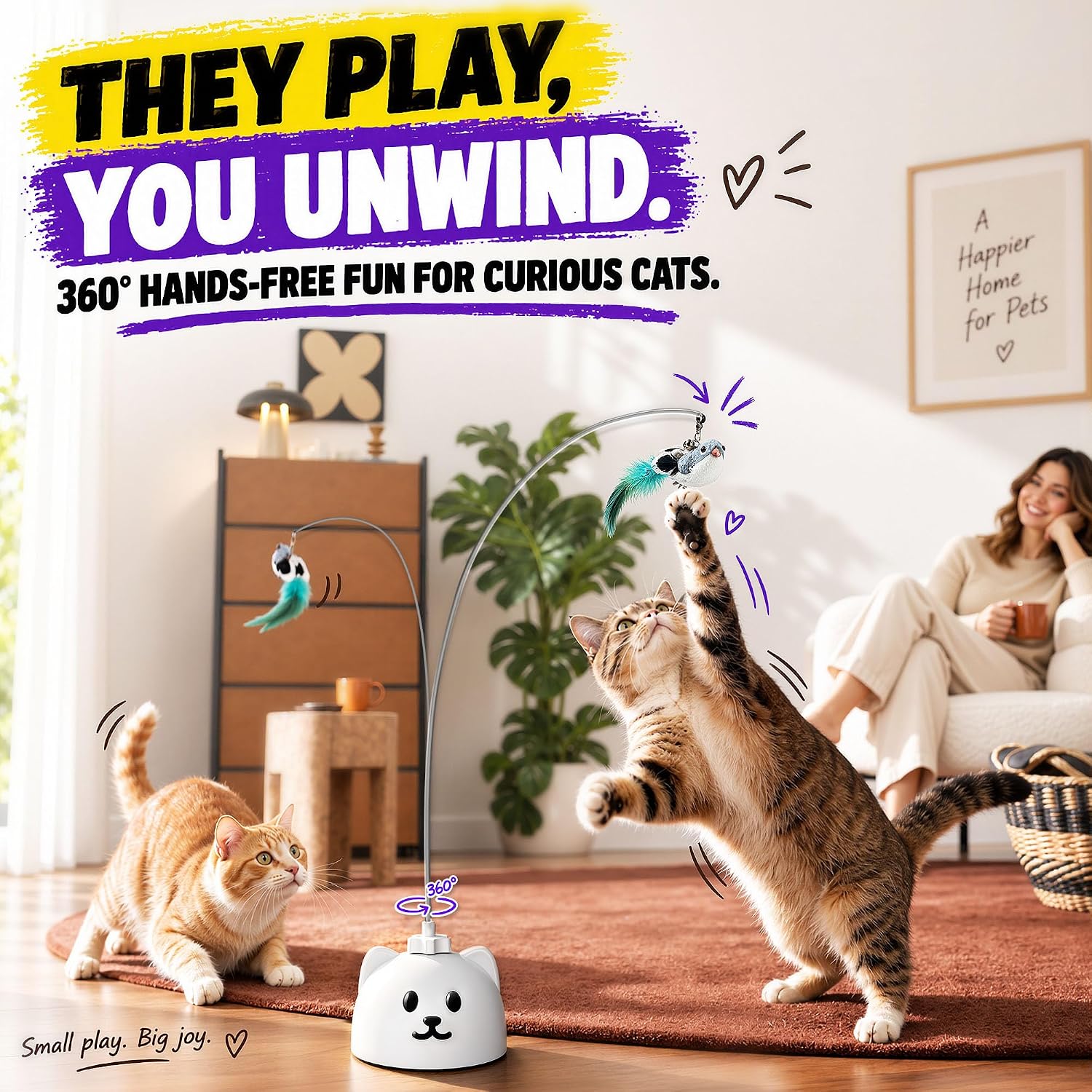 Detalle de Catpick joy OK011A Interactive Cat Wand Toy, 360° Automatic Bird Motion