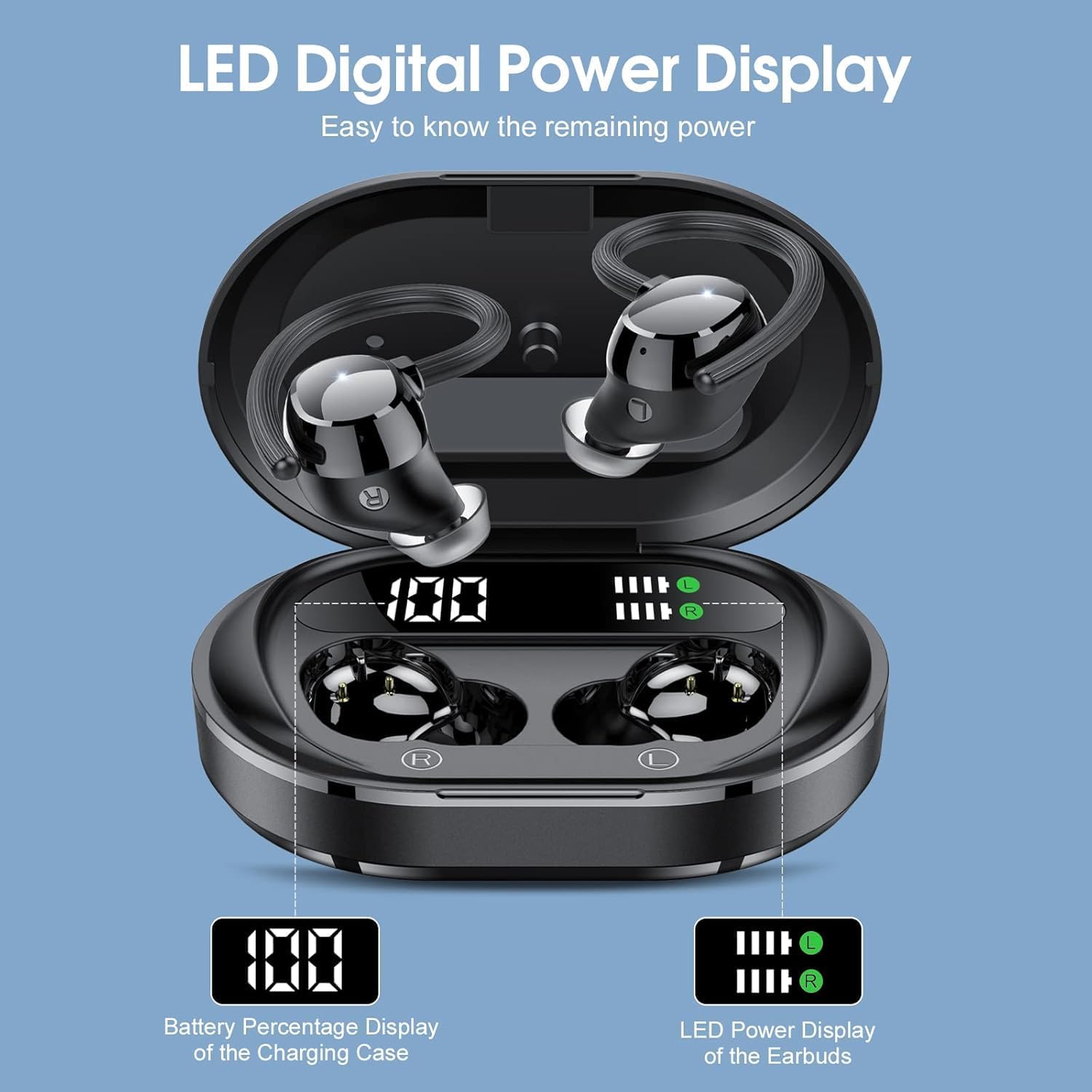 Detalle de KESIEME Wireless Earbuds: Lightweight Bluetooth 5.3 Sport Earphones with IPX7 and 30 Hours Playback