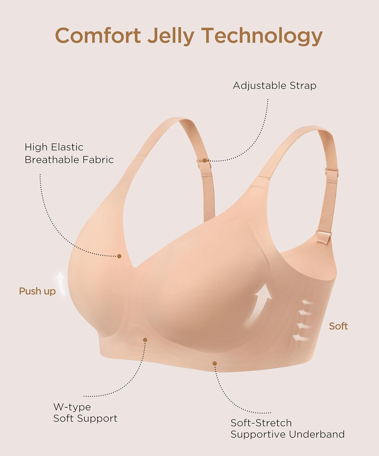 Thumbnail 6 de HBselect 3er Pack nahtlose BHS ohne Bügel mit vollständiger Abdeckung (Drahtlos-Bralette)