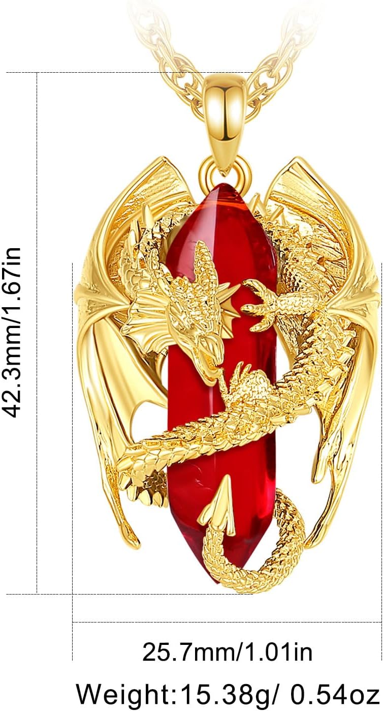 Thumbnail 6 de INFUSEU Kristall-Drachen Kette mit Drachen-Anhänger (gewickelter Zylinder, sechseckiger Heilkristall)