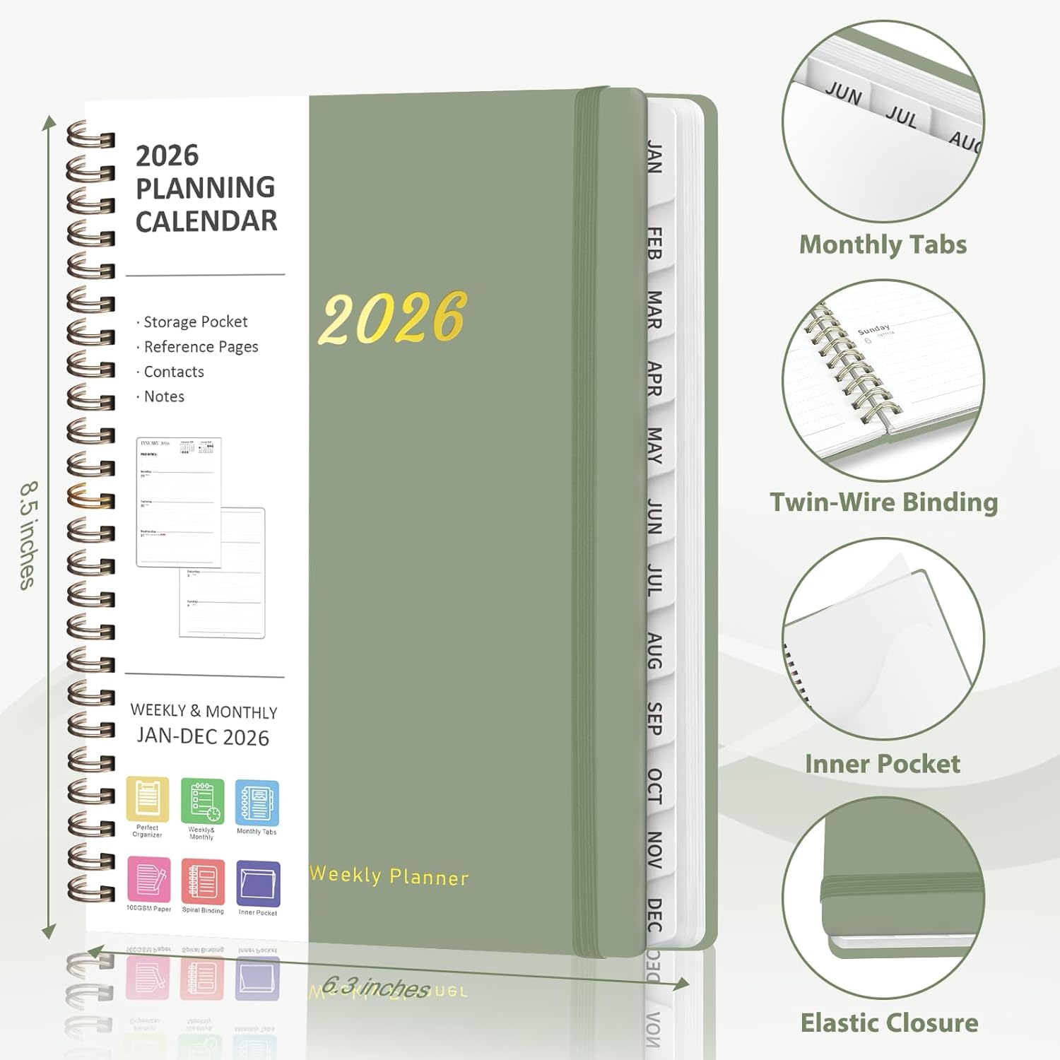 Detalle 2 de ROZZBY Agenda 2026 A5 Planner 6.3x8.5