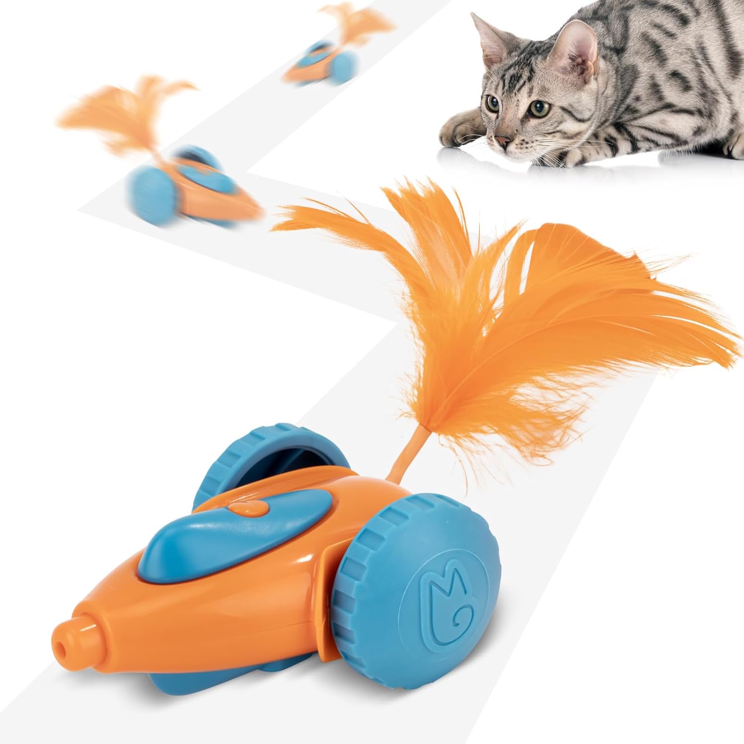 Detalle de Migipaws Interaktives Katzenspielzeug – Elektrische Maus mit Federn, wiederaufladbar