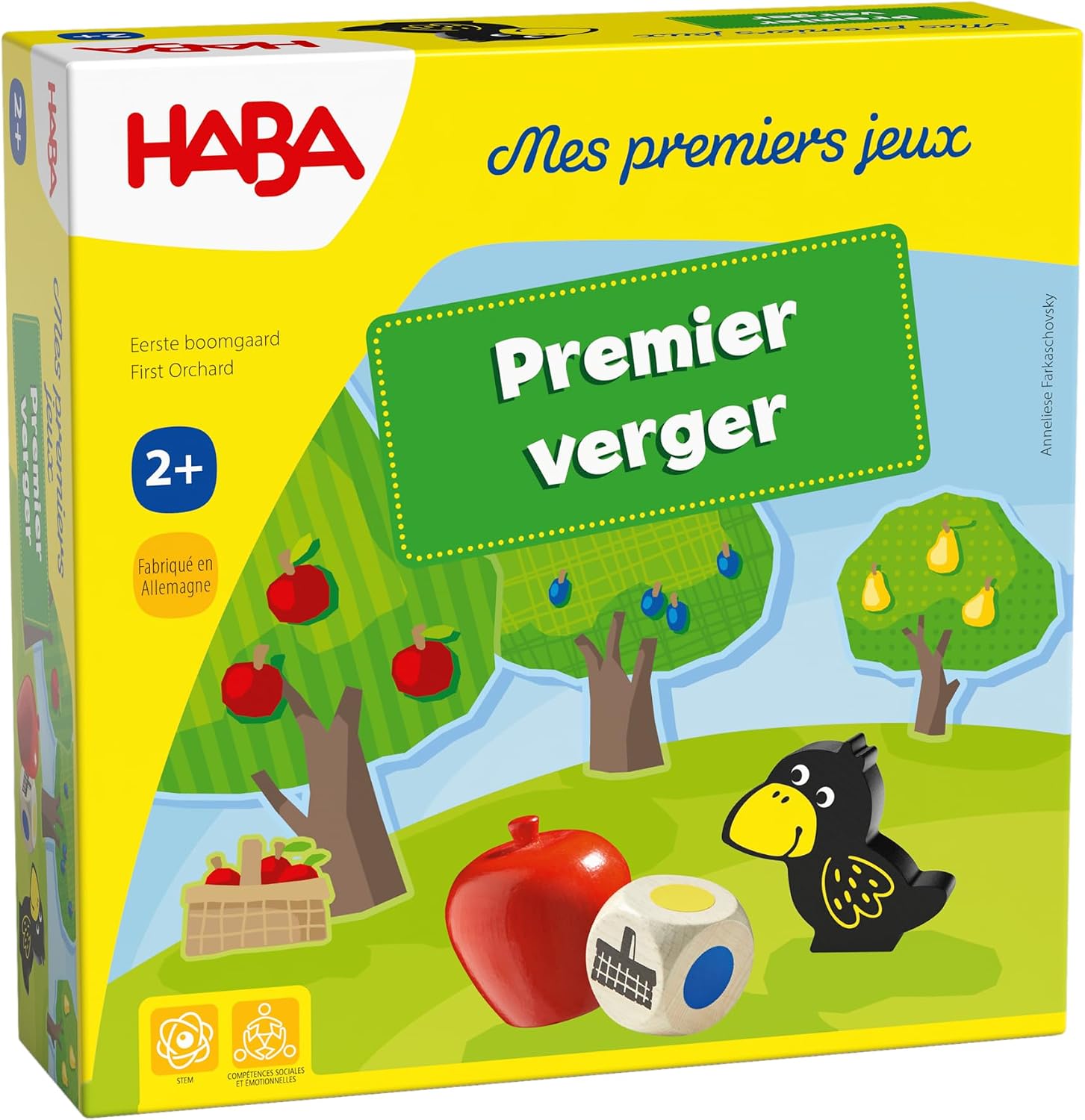 Detalle de HABA Premier Verger – Jeu de Société en bois coopératif pour enfants à partir de 2 ans
