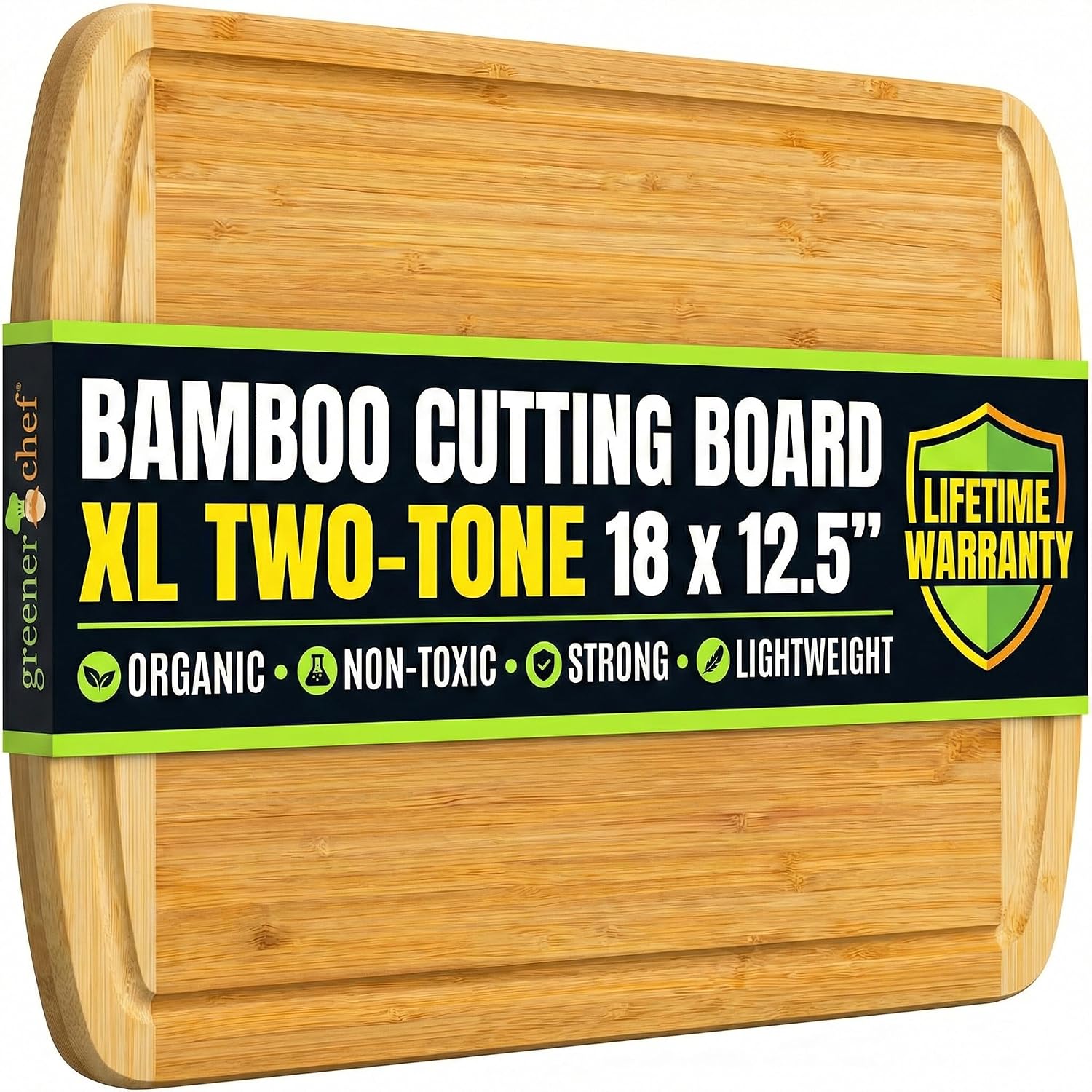 Detalle de Greener Chef Organic 18 Inch Bamboo Cutting Board 🍽